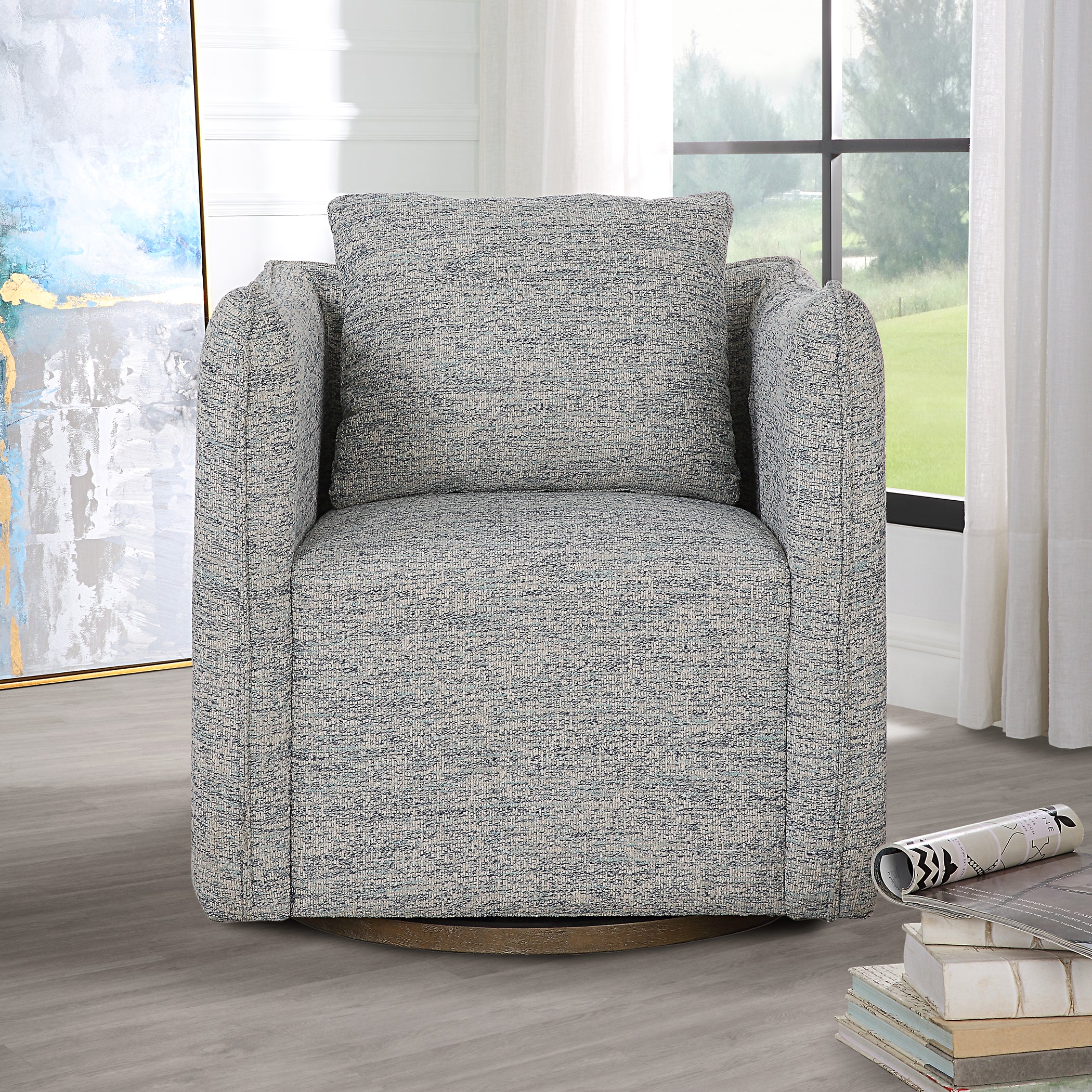 Uttermost Corben Blue Swivel Chair - Image 3