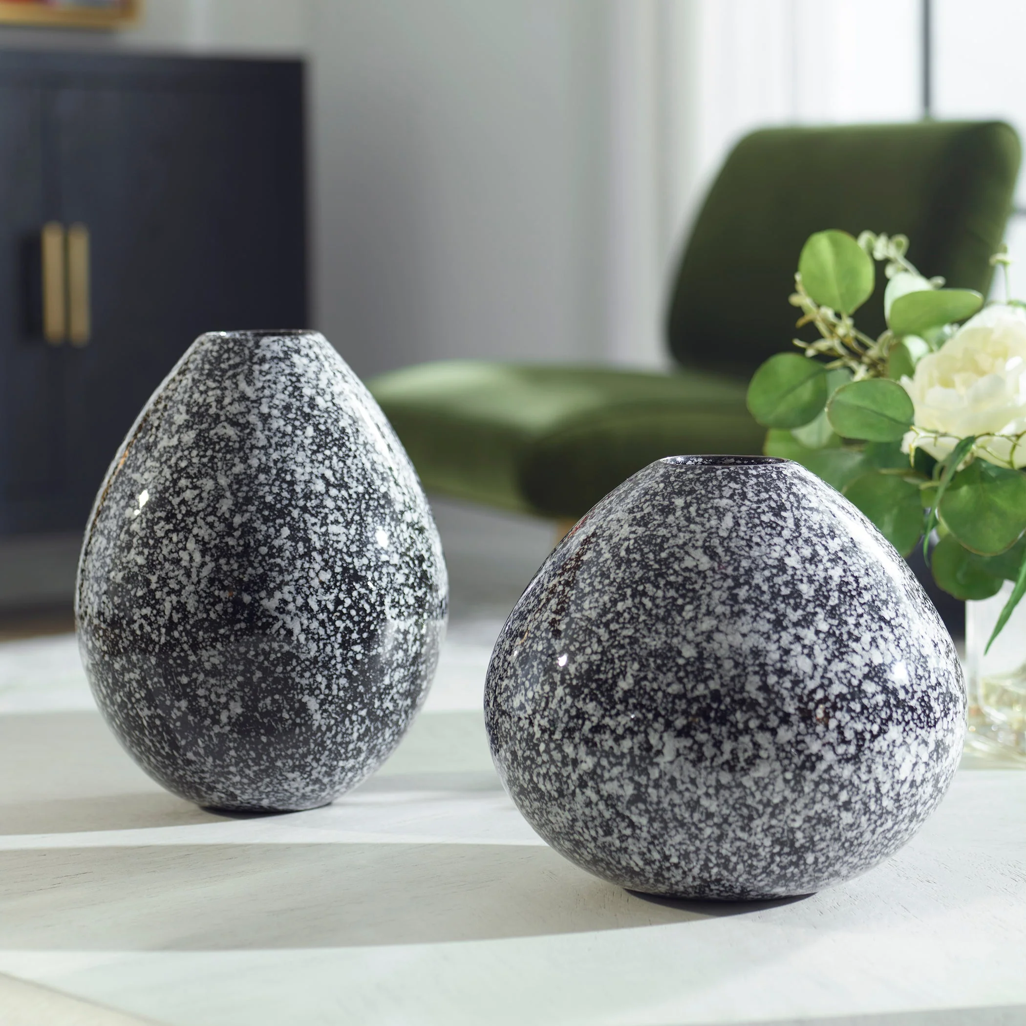Uttermost Cosmic Black & White Vases, Set/2 - Image 2