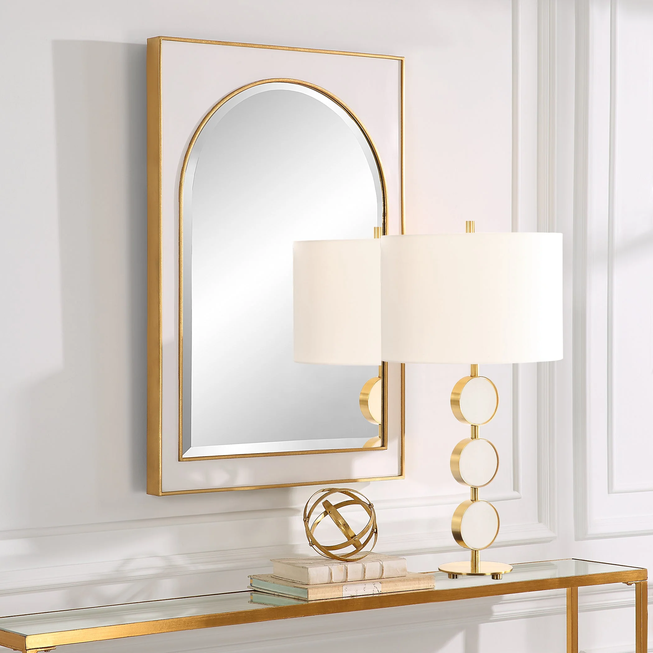 Uttermost Crisanta Gloss White Arch Mirror - Image 4