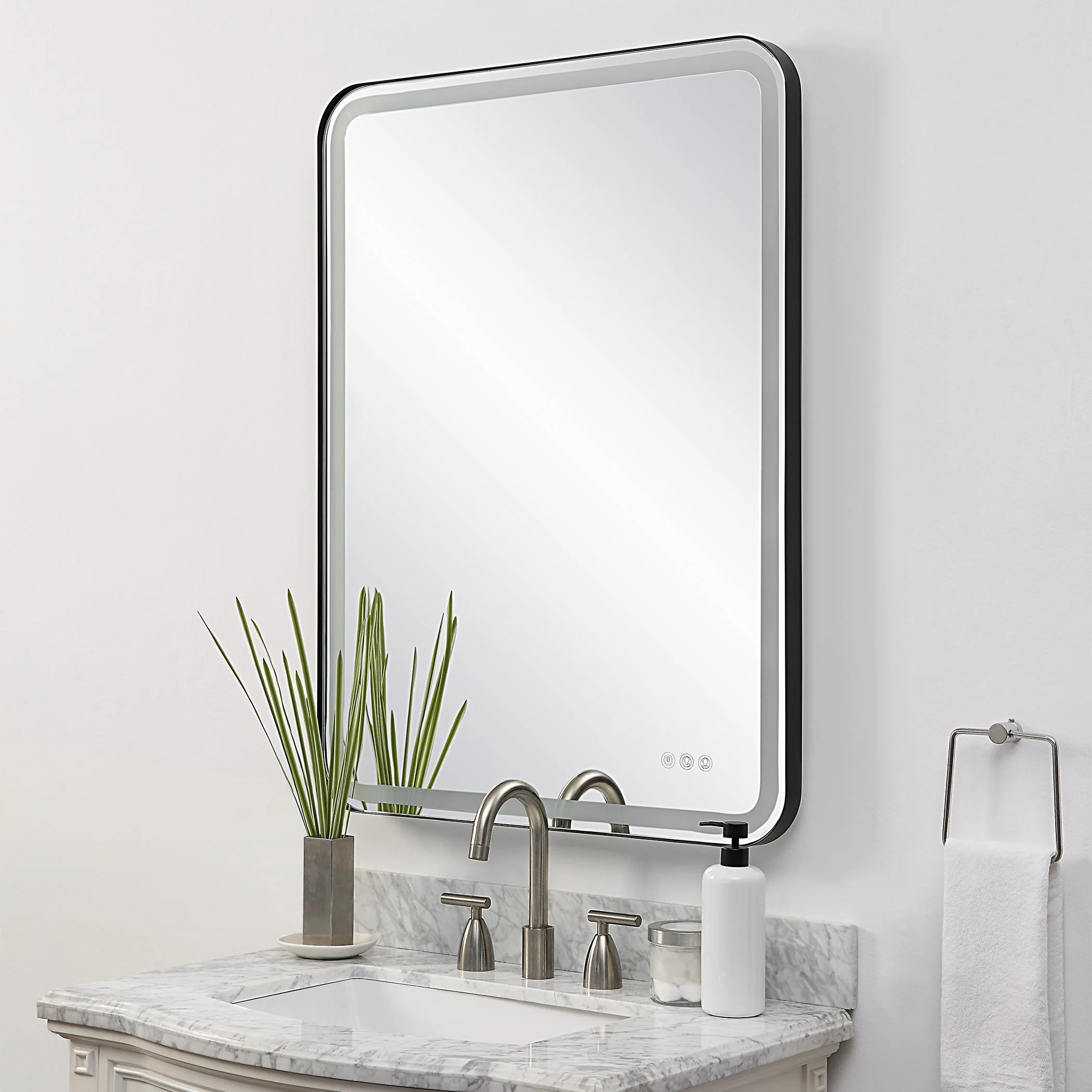 Uttermost Crofton Lighted Black Large Mirror - Image 4