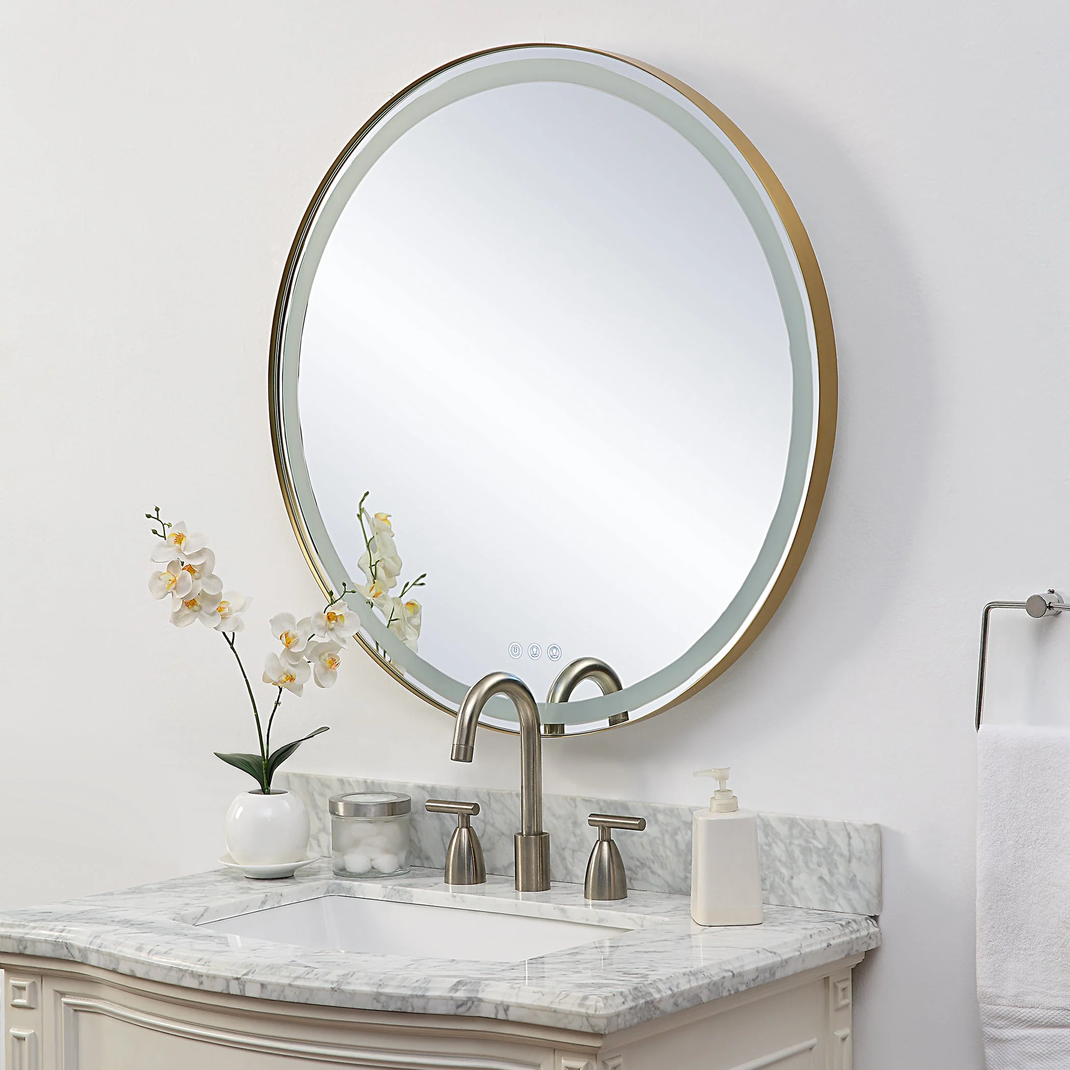 Uttermost Crofton Lighted Brass Round Mirror - Image 4