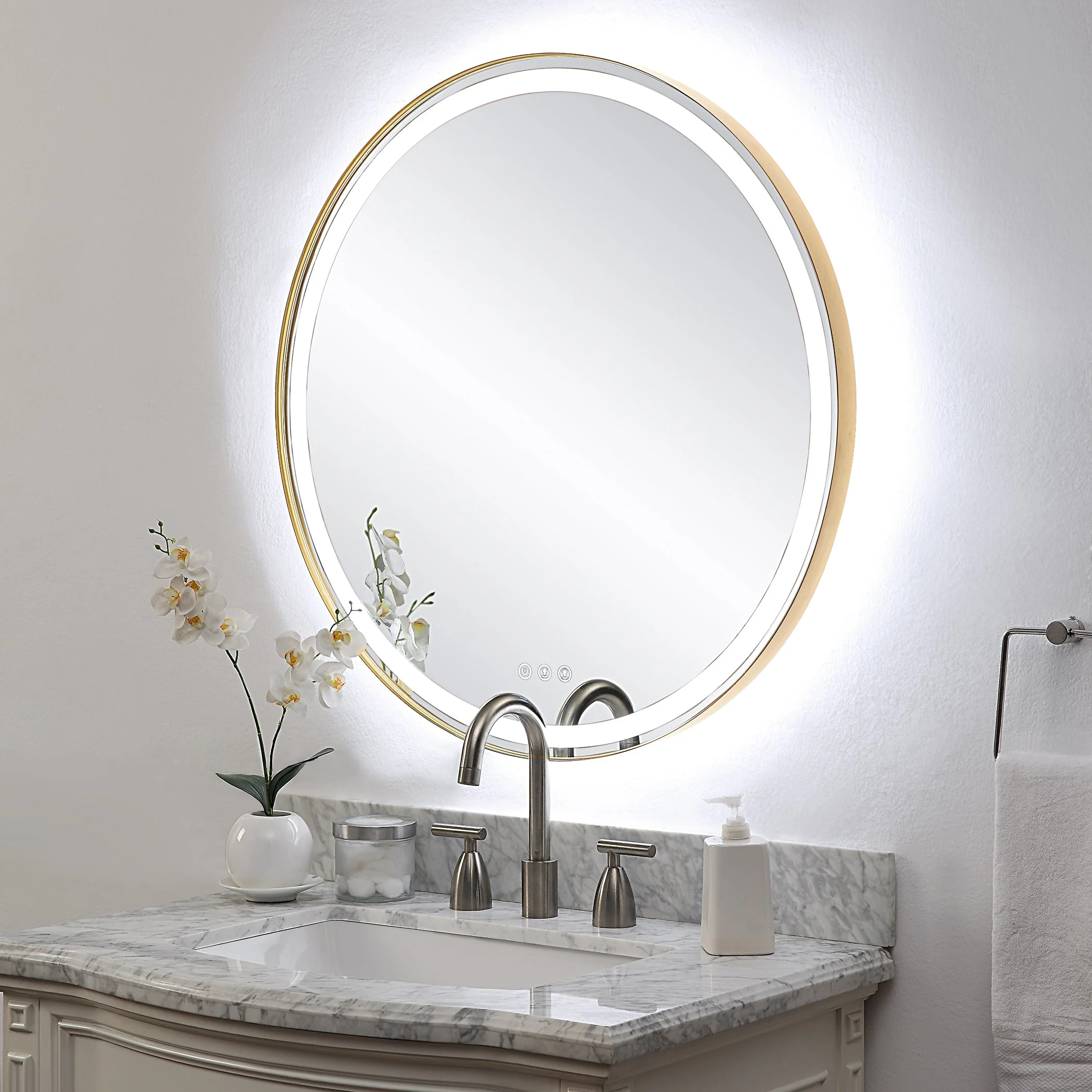 Uttermost Crofton Lighted Brass Round Mirror - Image 5