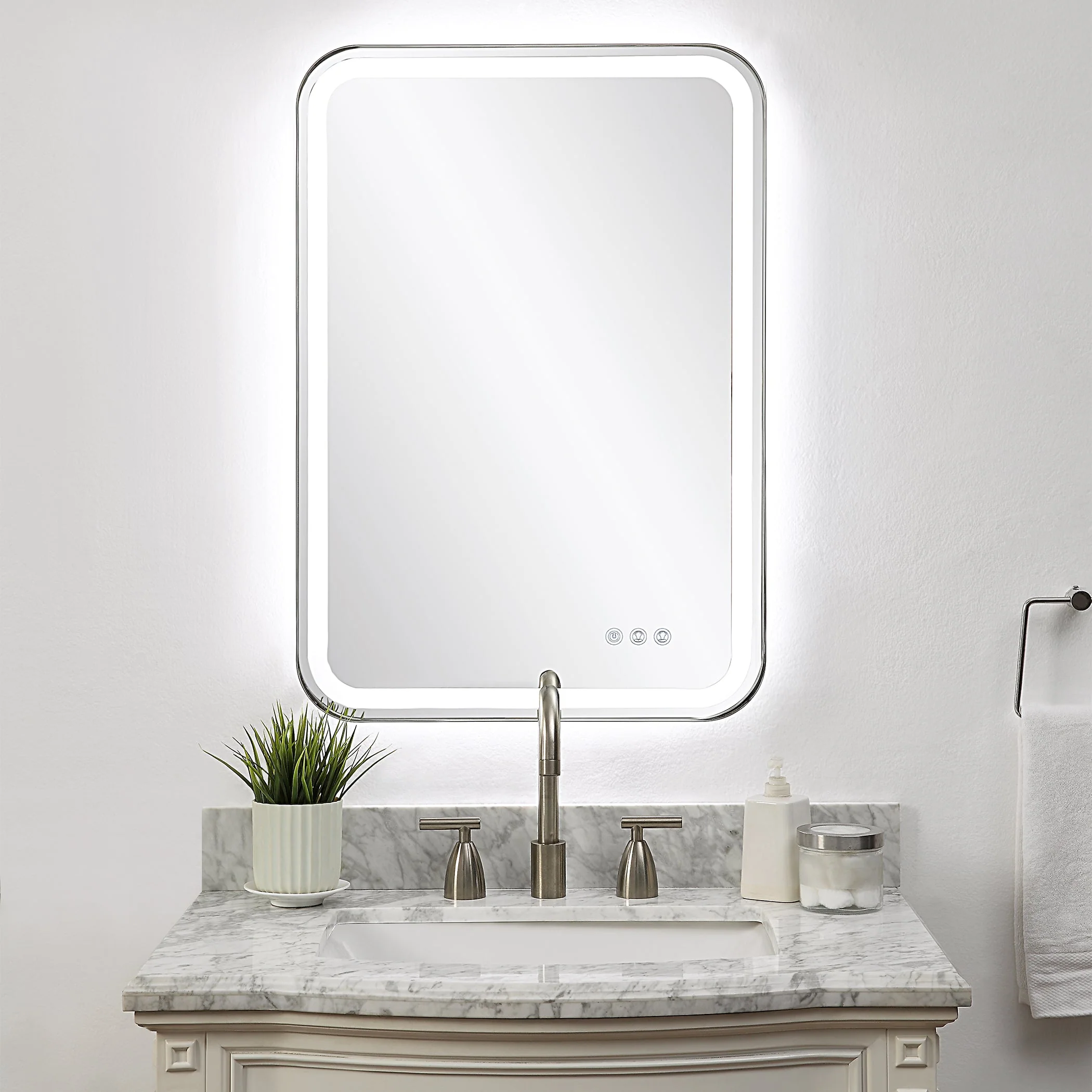 Uttermost Crofton Lighted Nickel Vanity Mirror - Image 2