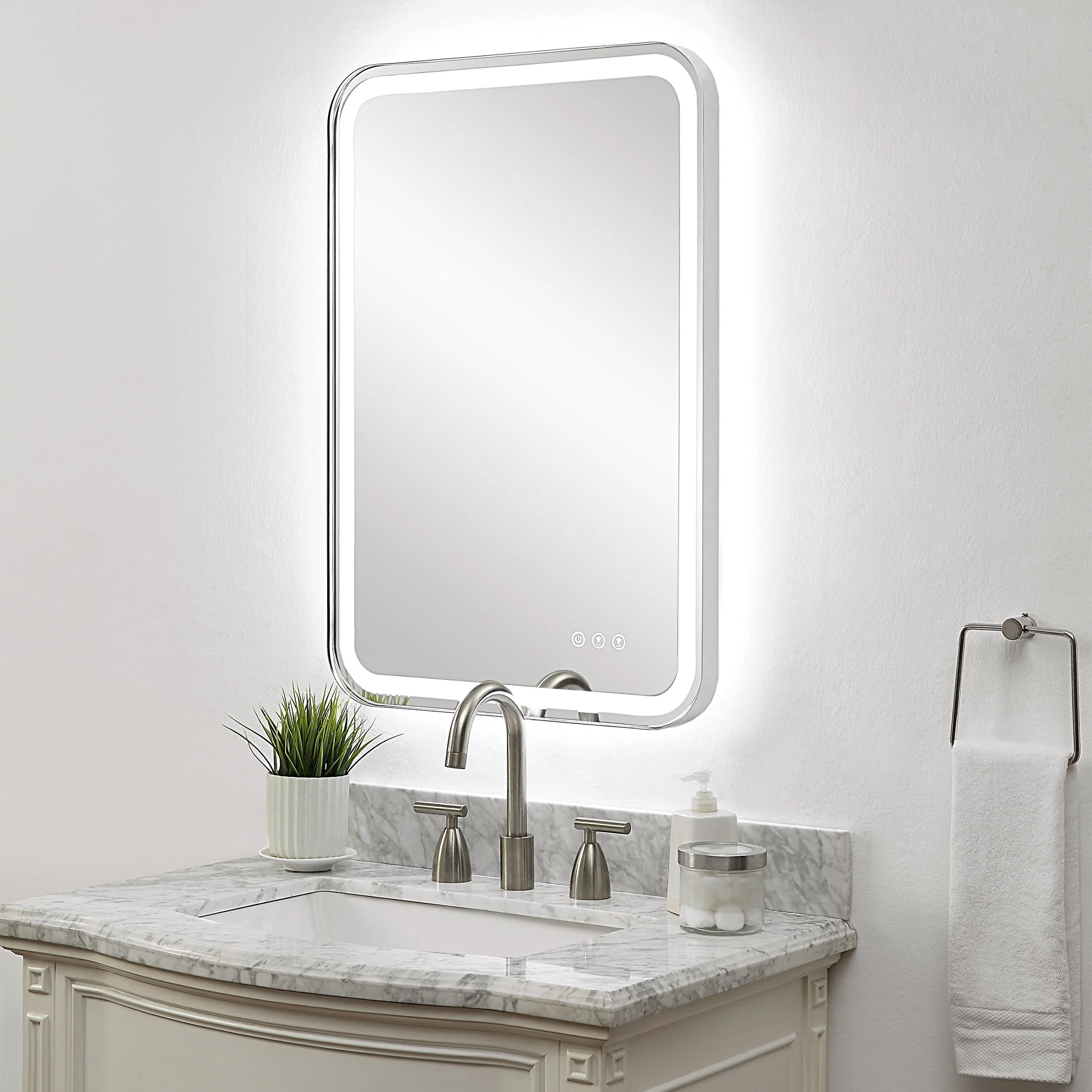 Uttermost Crofton Lighted Nickel Vanity Mirror - Image 4