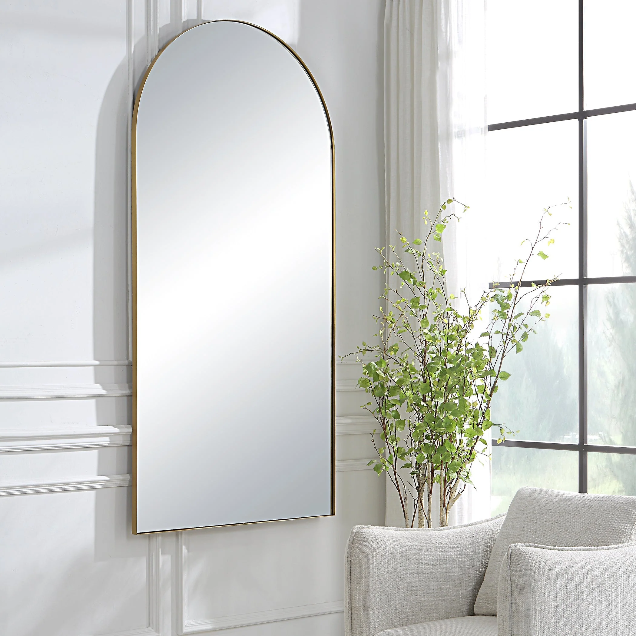 Uttermost Crosley Antique Brass Arch Mirror - Image 2