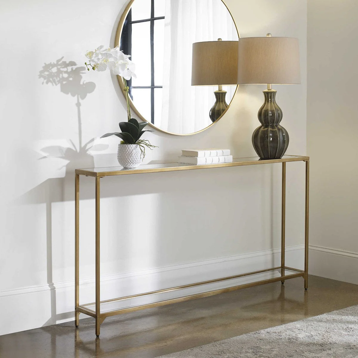 Crosley Narrow Console Table - Gold - Image 2