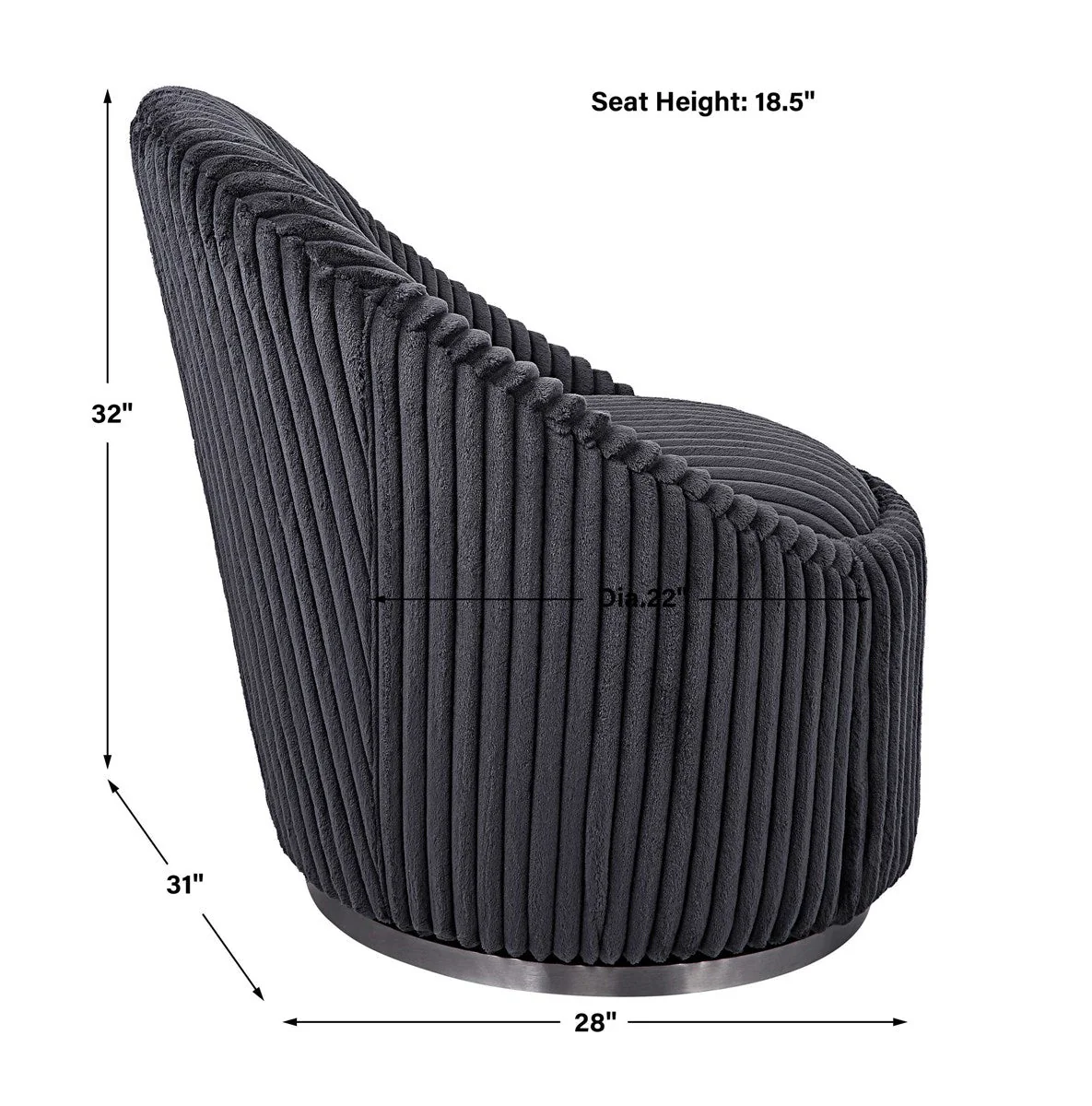 Uttermost Crue Swivel Chair, Gunmetal - Image 8