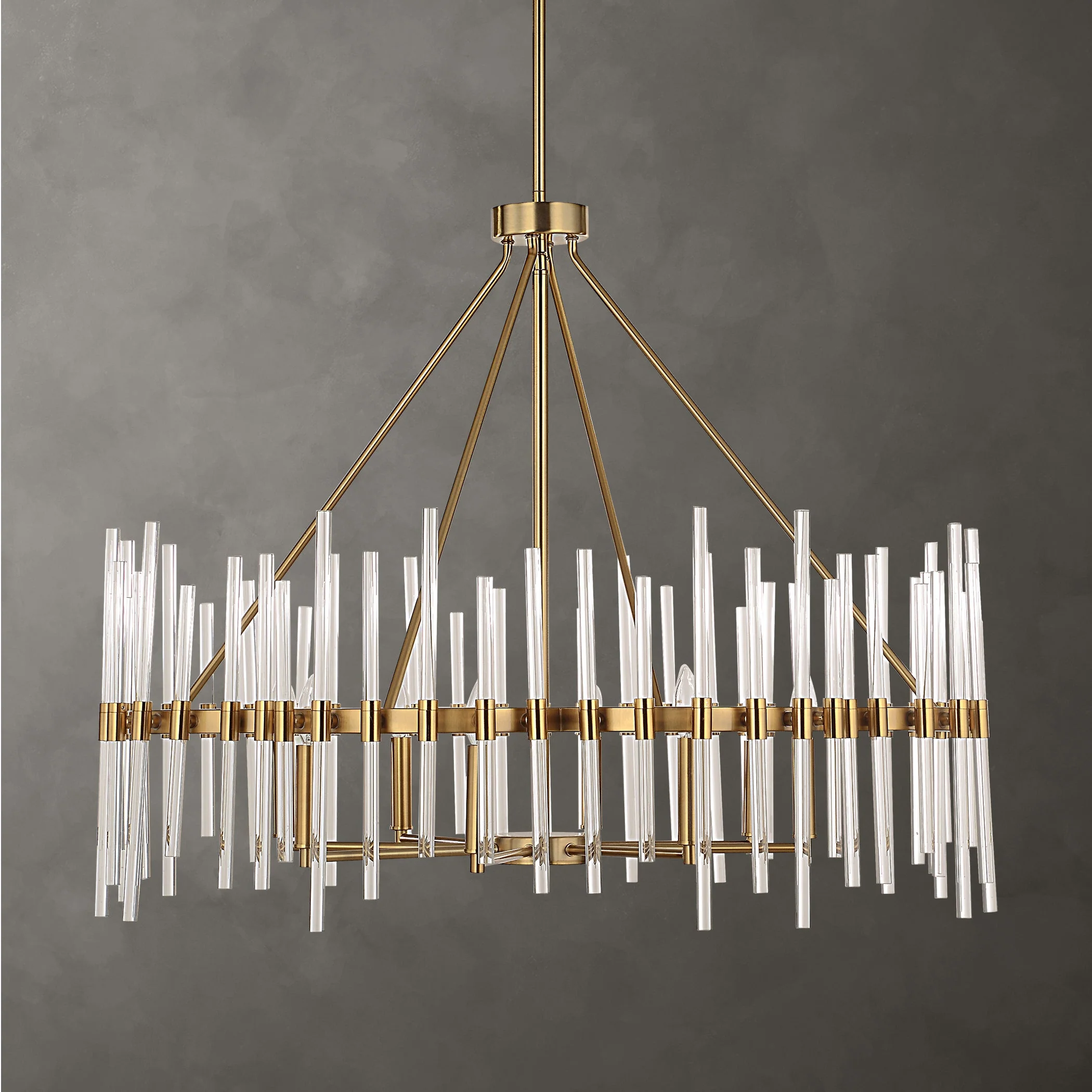 Uttermost Crystal Stick 8 Light Brass Chandelier - Image 2