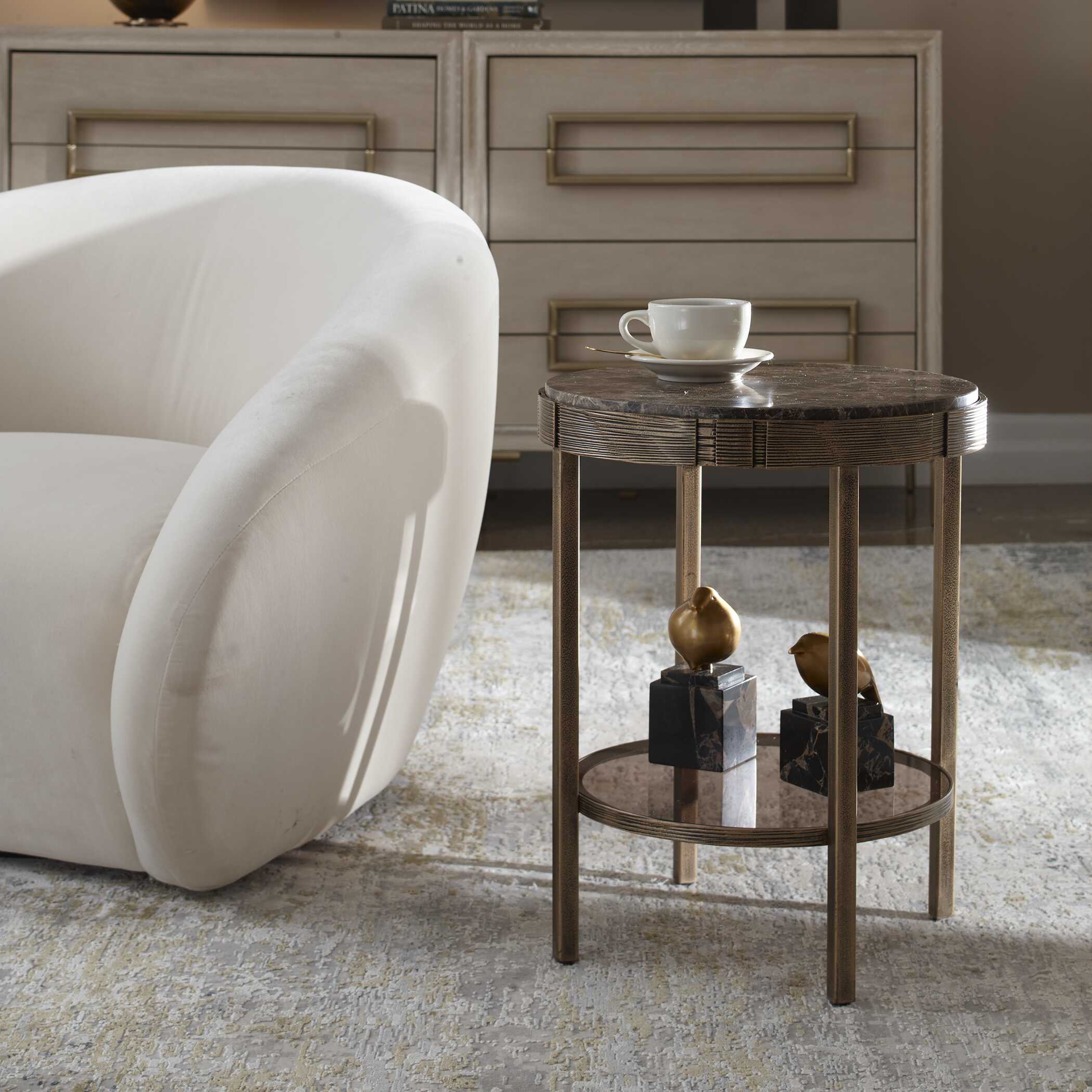 Uttermost Cusano Round Dark Marble Accent Table - Image 2