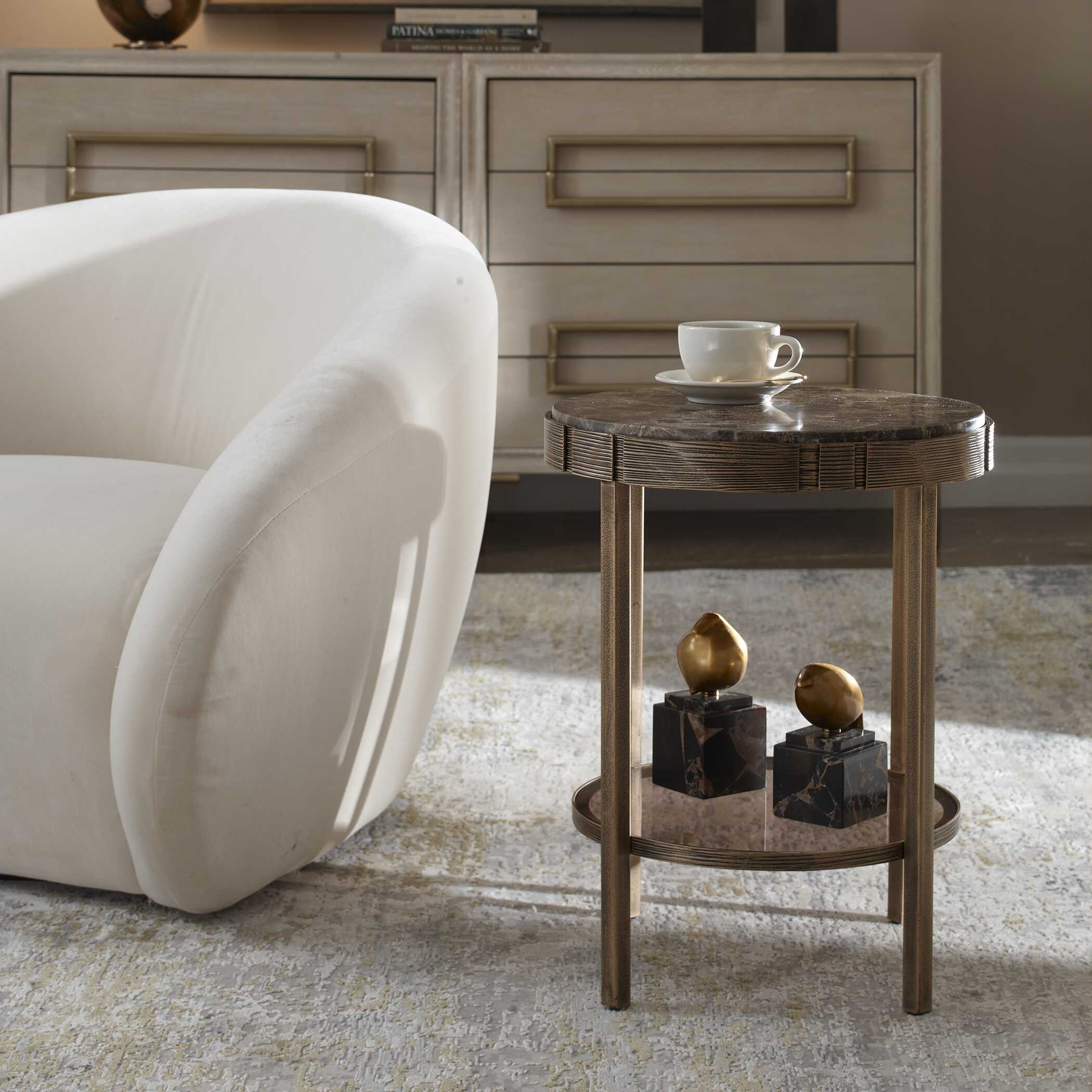Uttermost Cusano Round Dark Marble Accent Table - Image 4