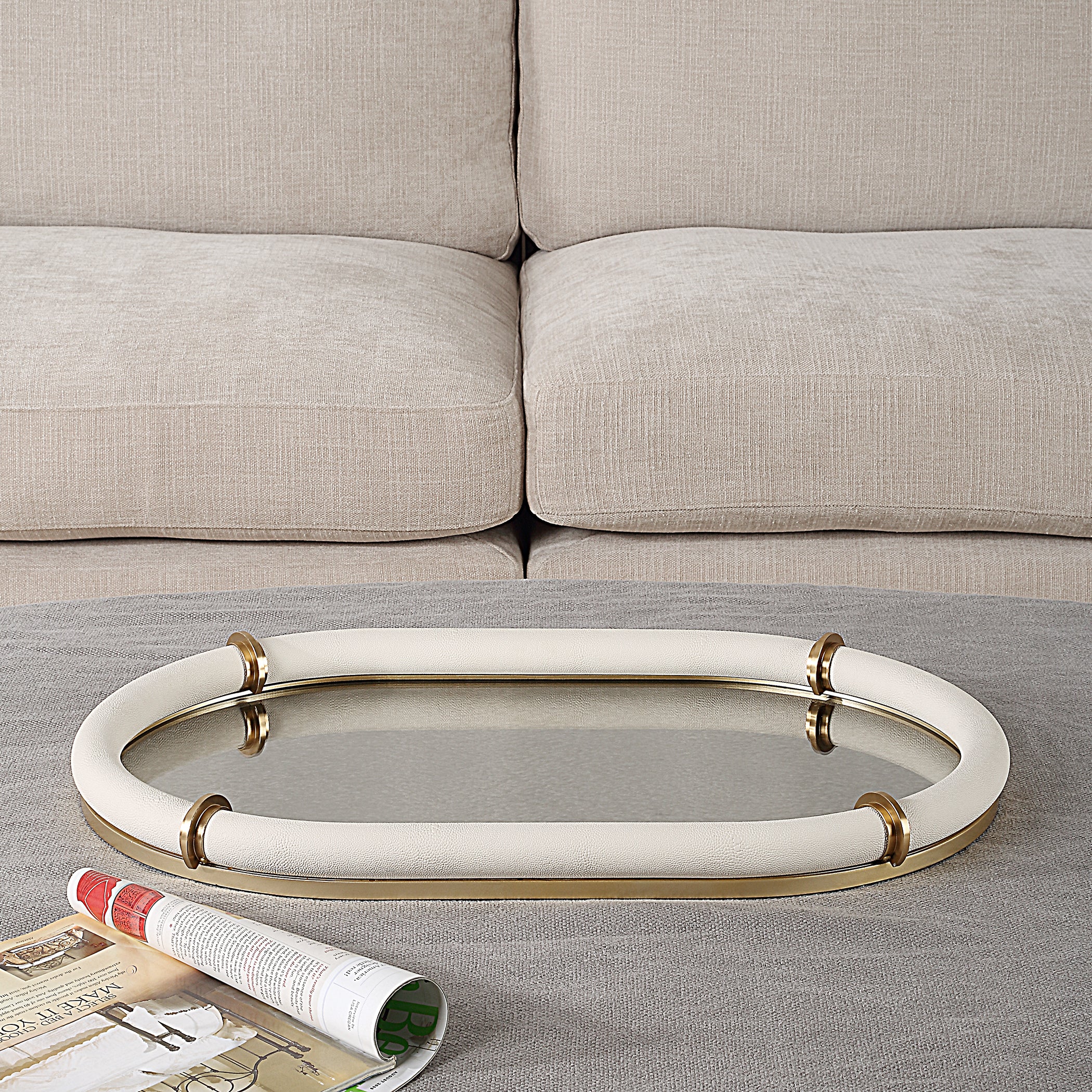 Uttermost Cyprus Leather Oval Tray - Image 2