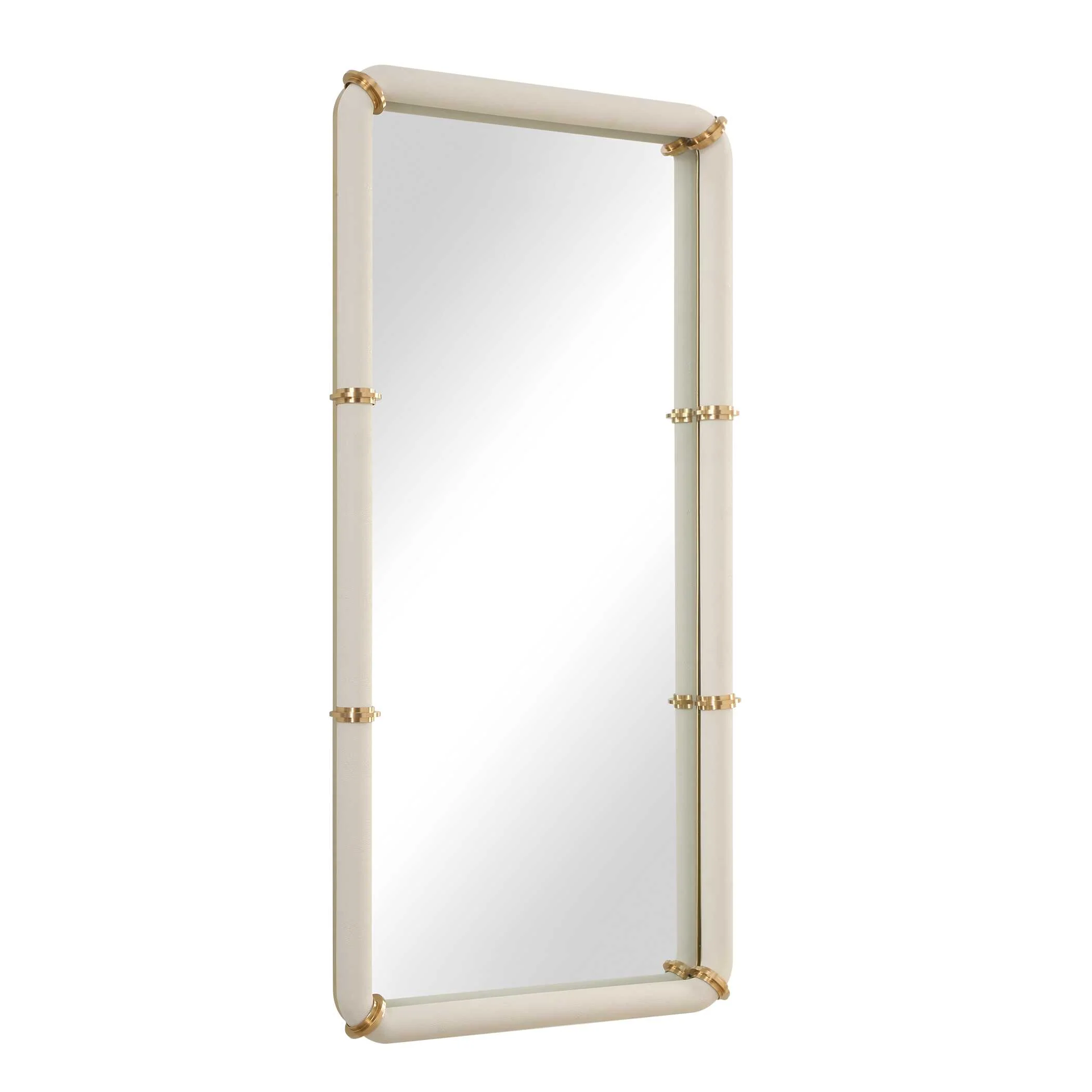 Uttermost Cyprus White Leather Mirror - Image 4
