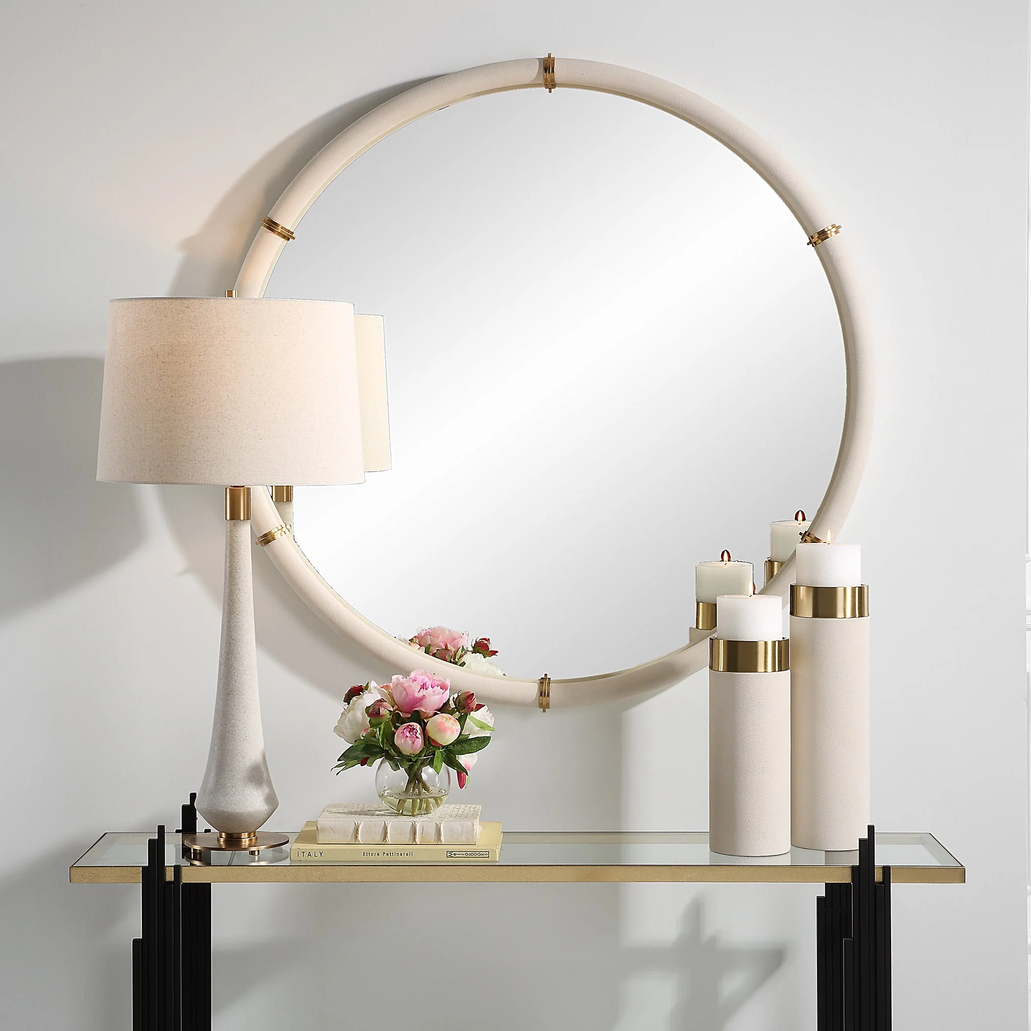 Uttermost Cyprus White Round Mirror - Image 2