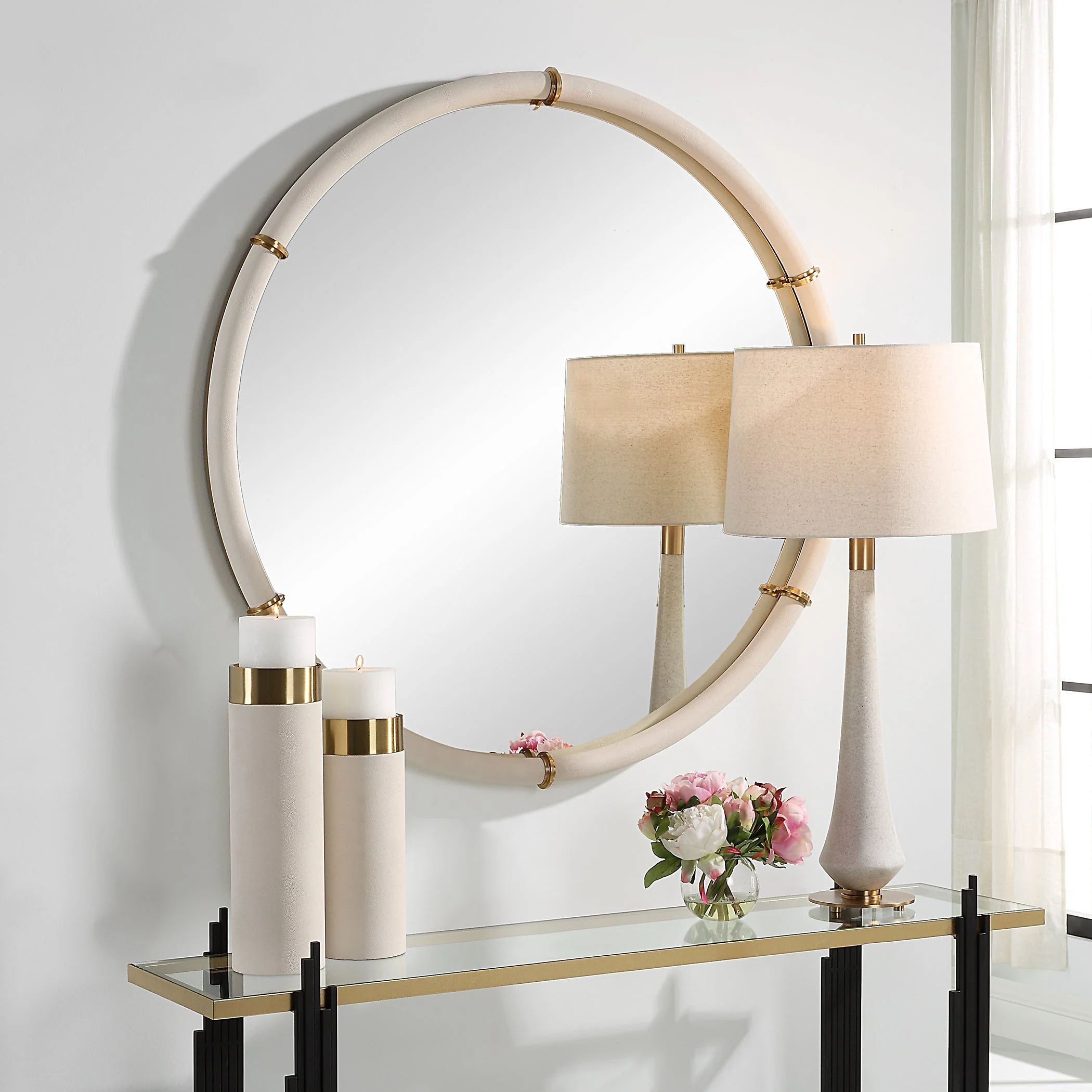 Uttermost Cyprus White Round Mirror - Image 3