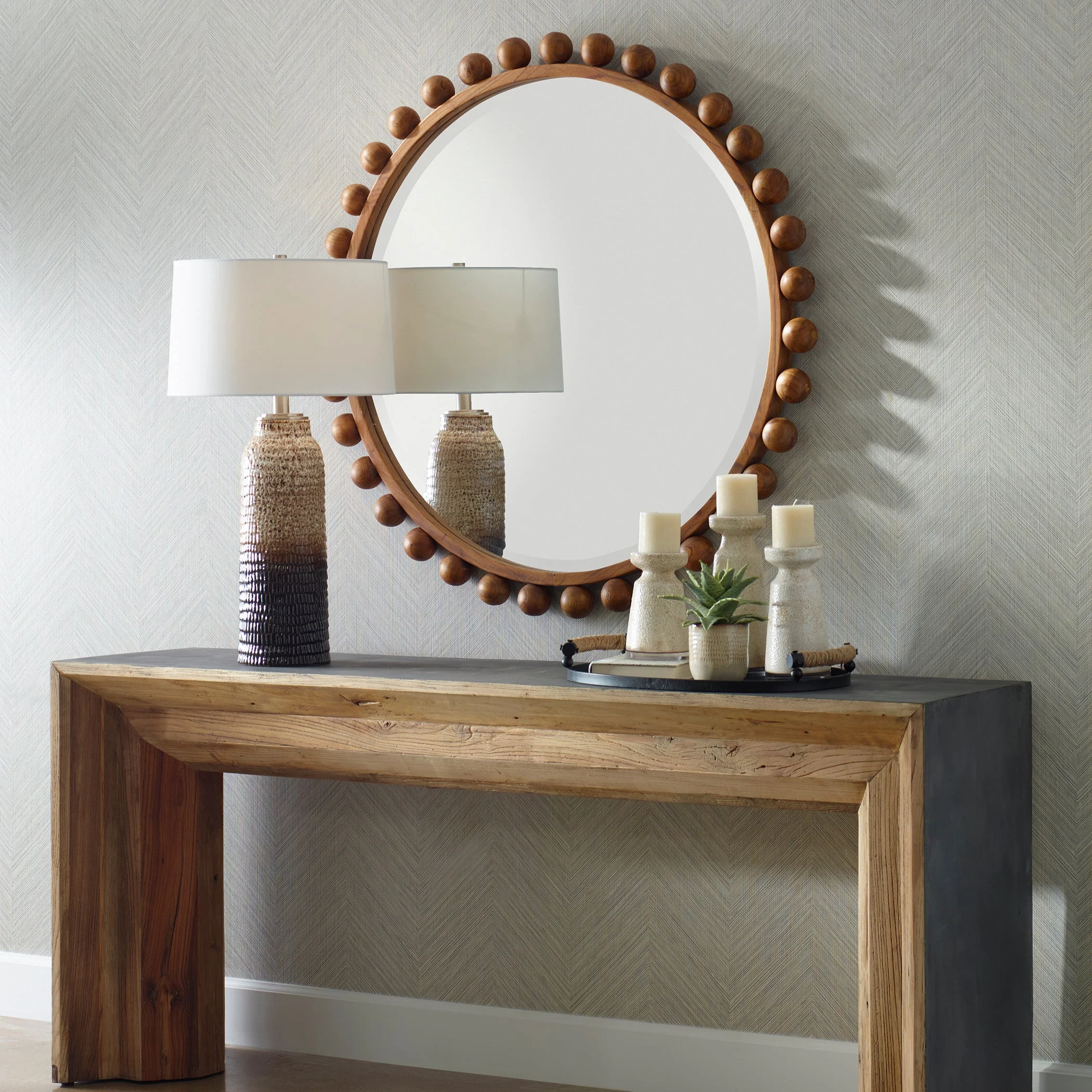 Uttermost Cyra Wood Beaded Round Mirror - Image 3