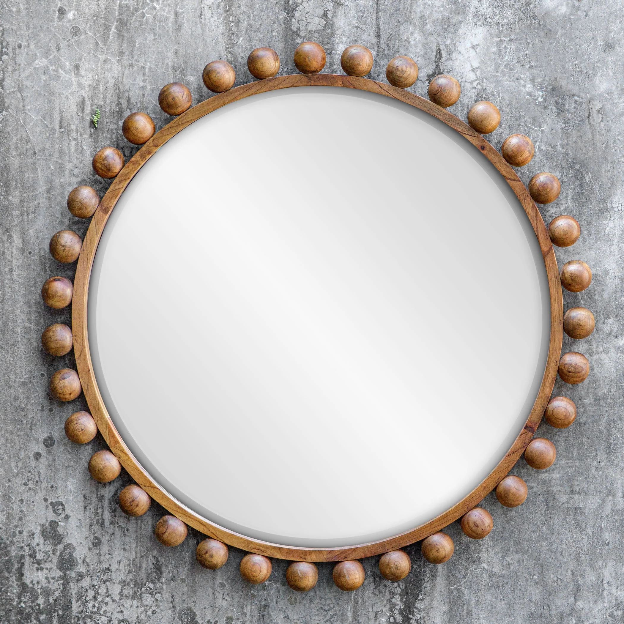 Uttermost Cyra Wood Beaded Round Mirror - Image 4