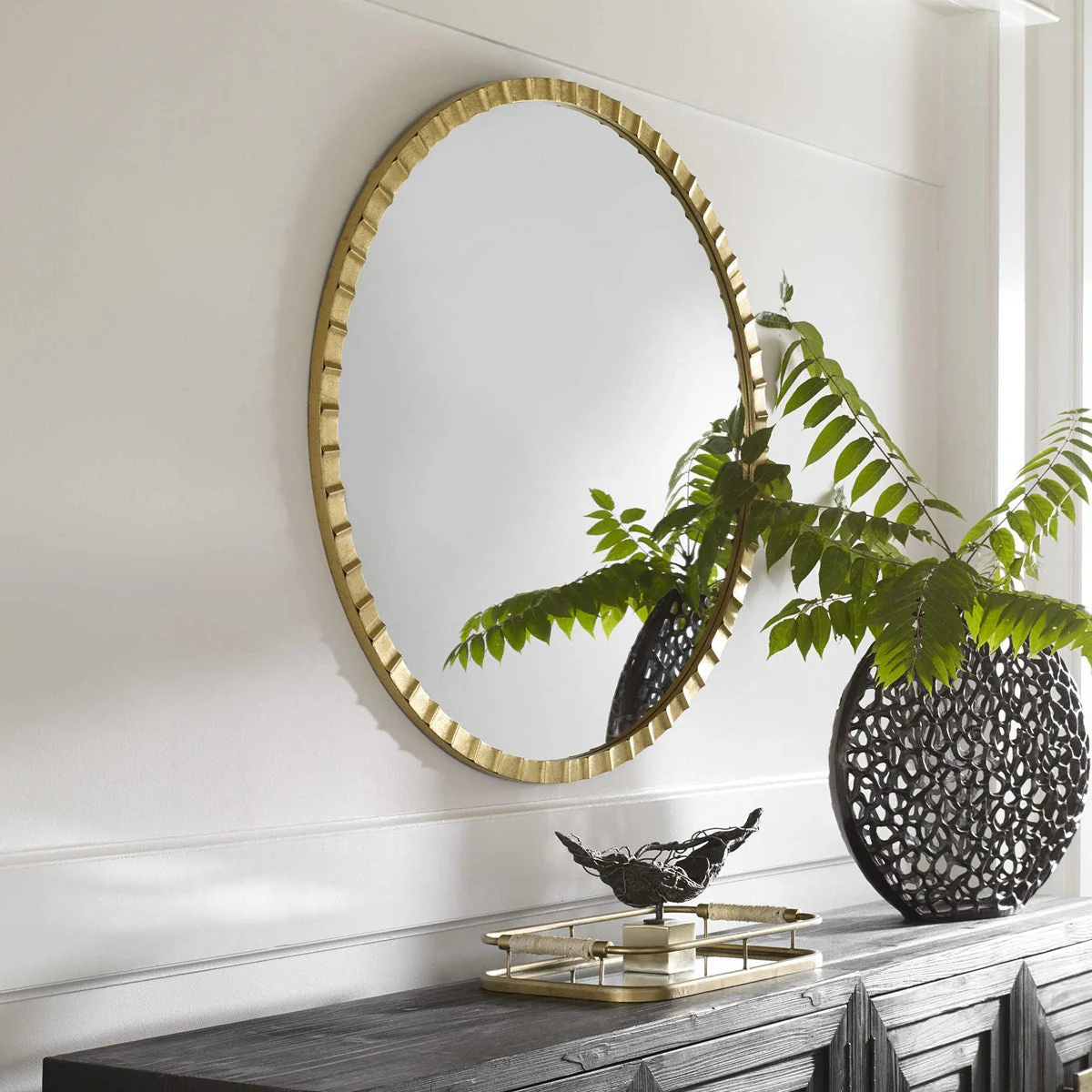 Uttermost Dandridge Gold Round Mirror - Image 3