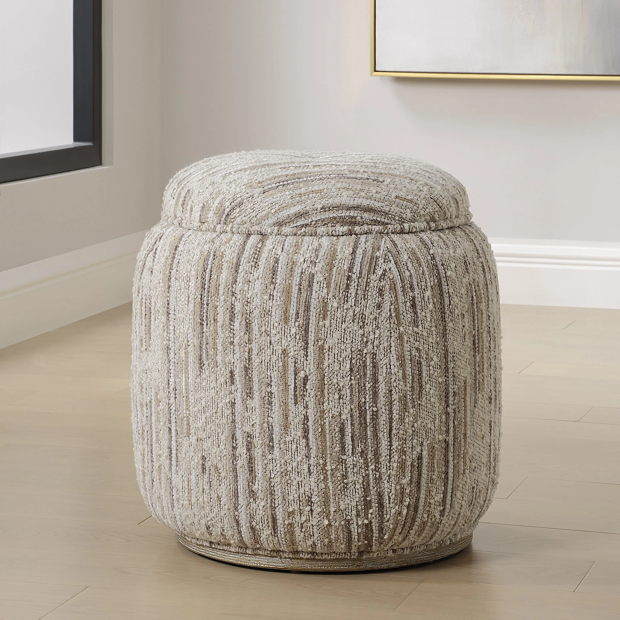 Uttermost Dialogue Tan Ottoman - Image 2