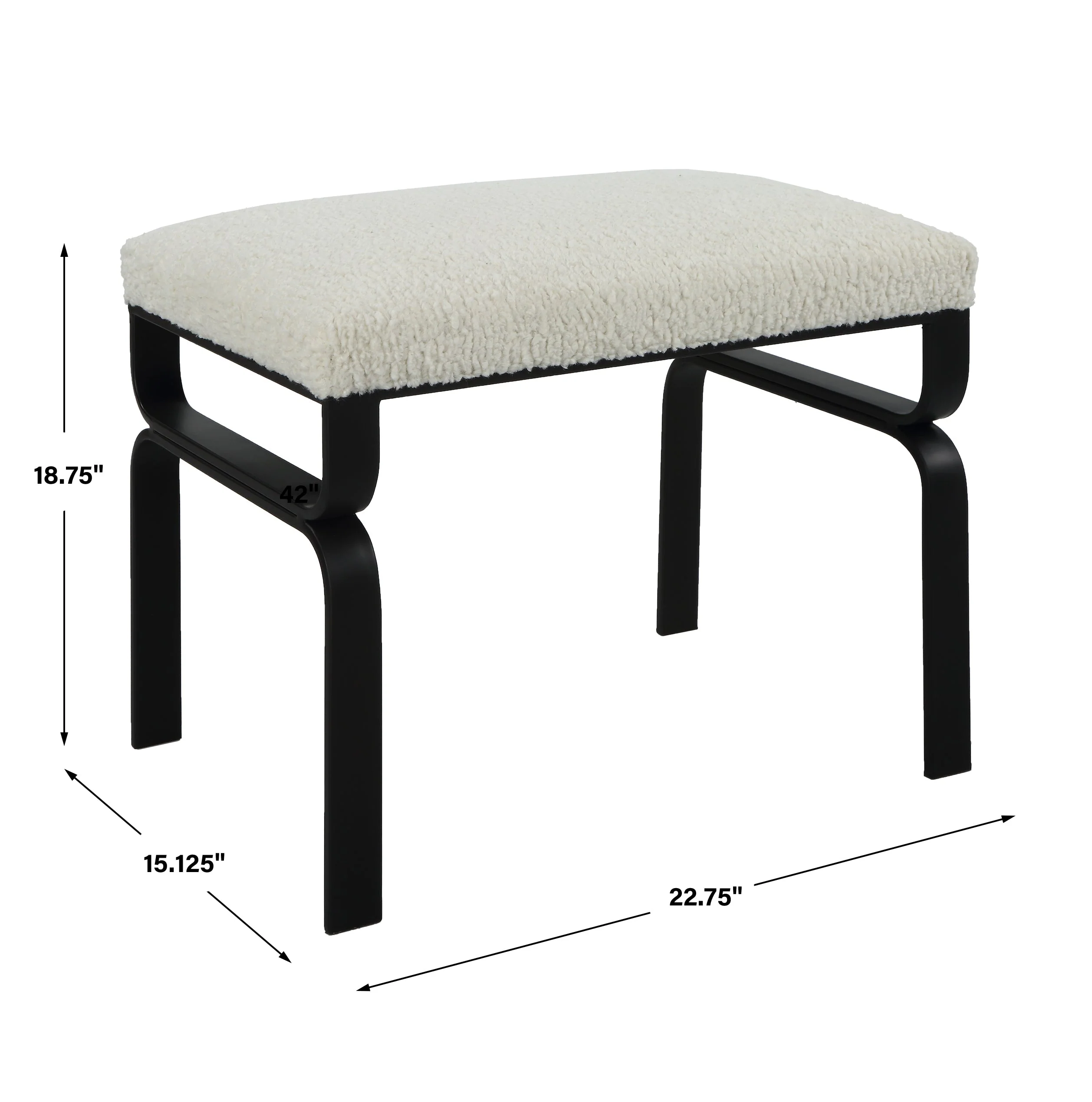 Uttermost Diverge White Shearling Small Bench - Image 3