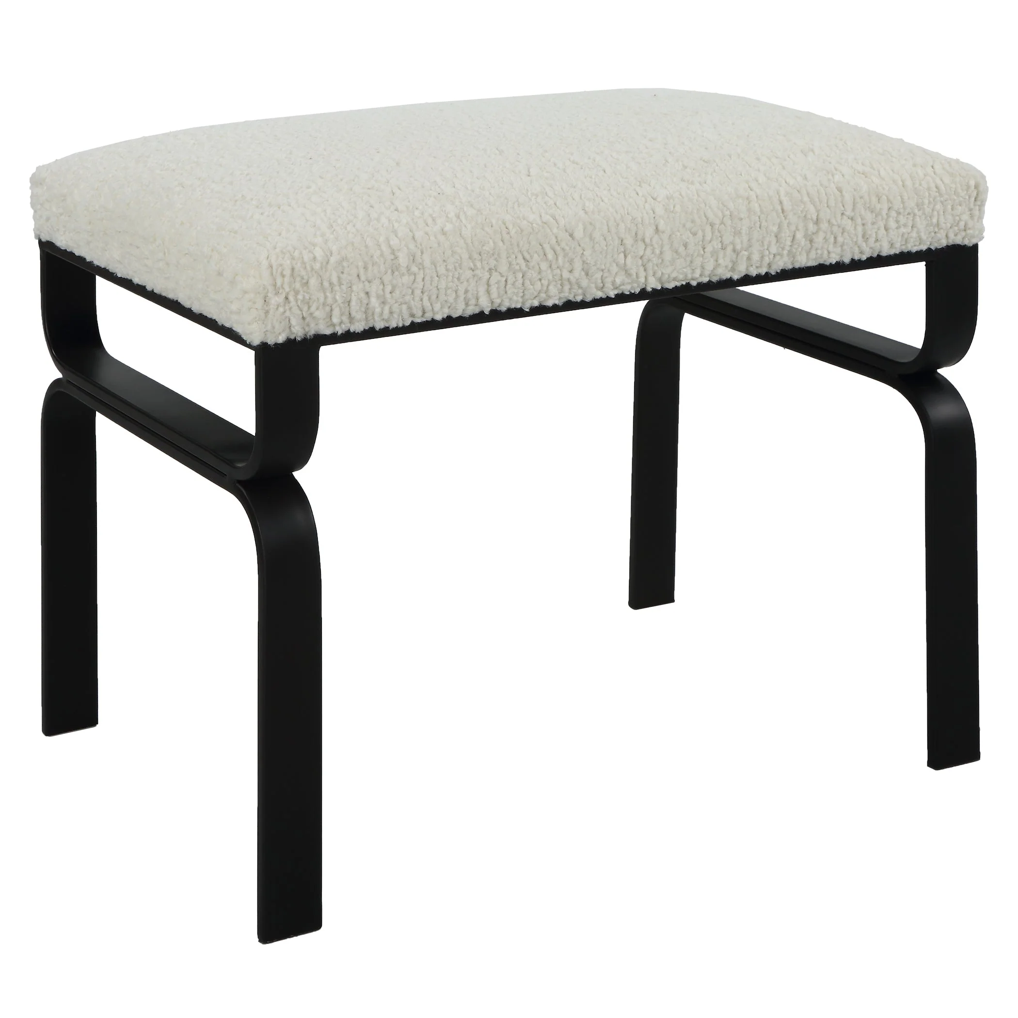 Uttermost Diverge White Shearling Small Bench - Image 5