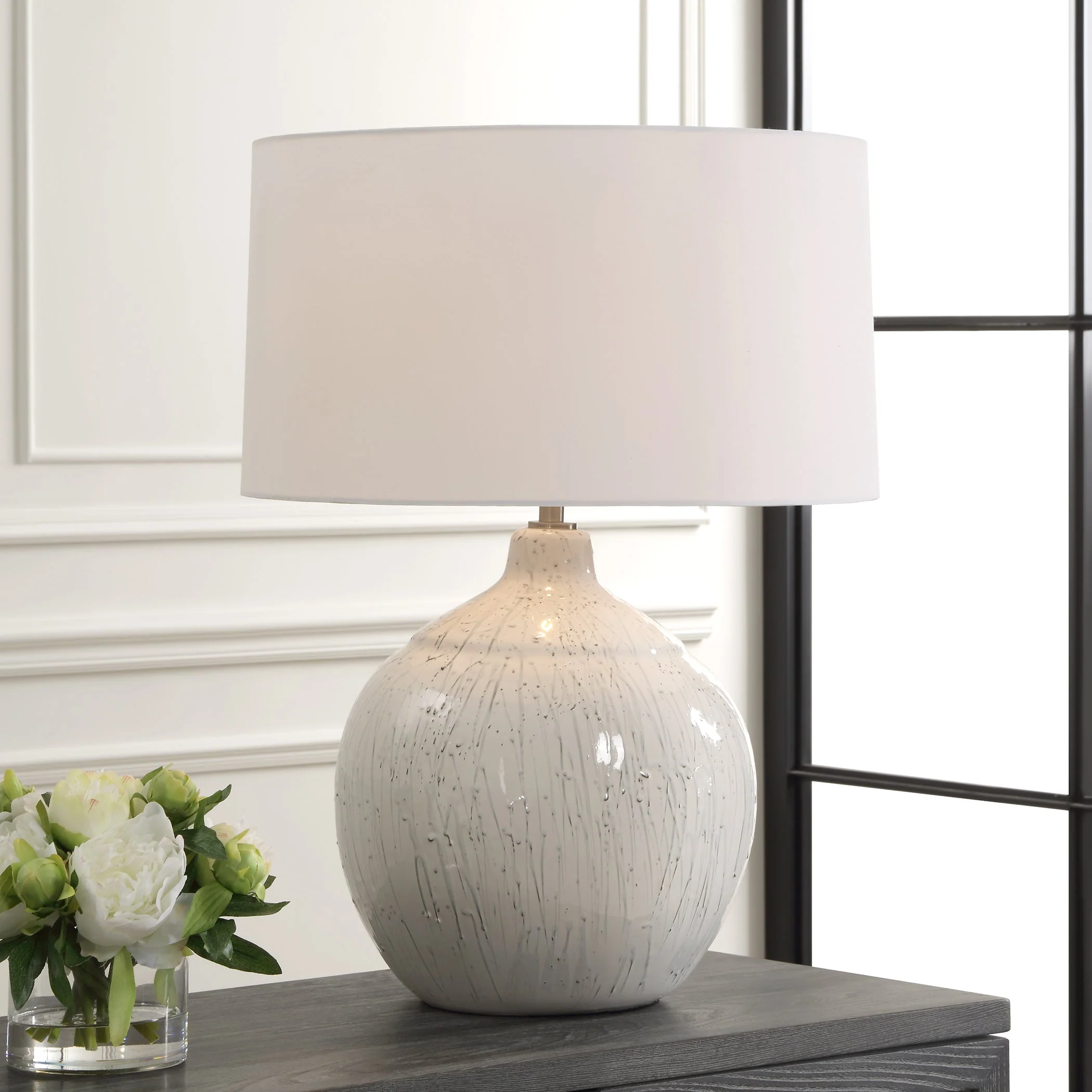 Uttermost Dribble White Glaze Table Lamp - Image 2