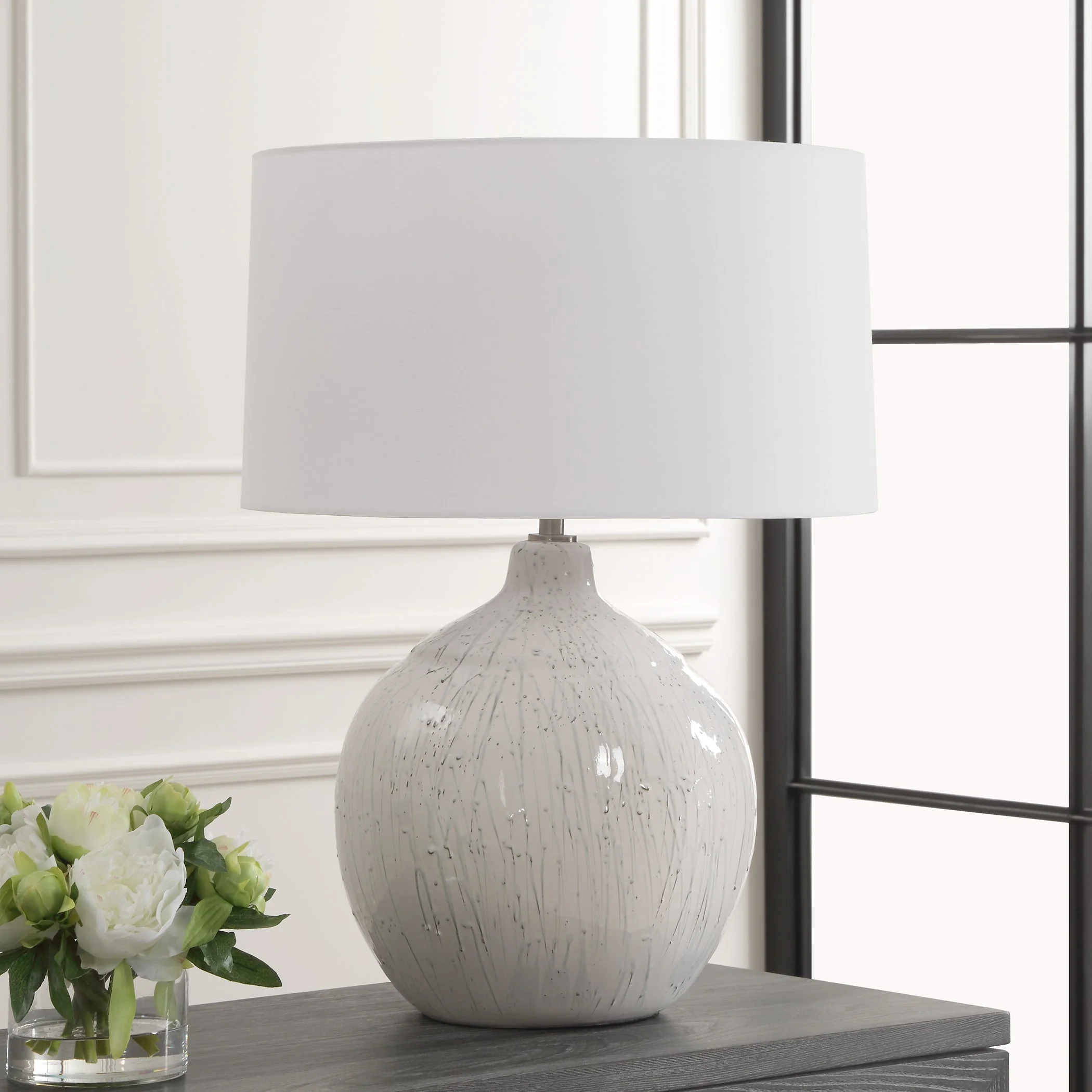 Uttermost Dribble White Glaze Table Lamp - Image 3