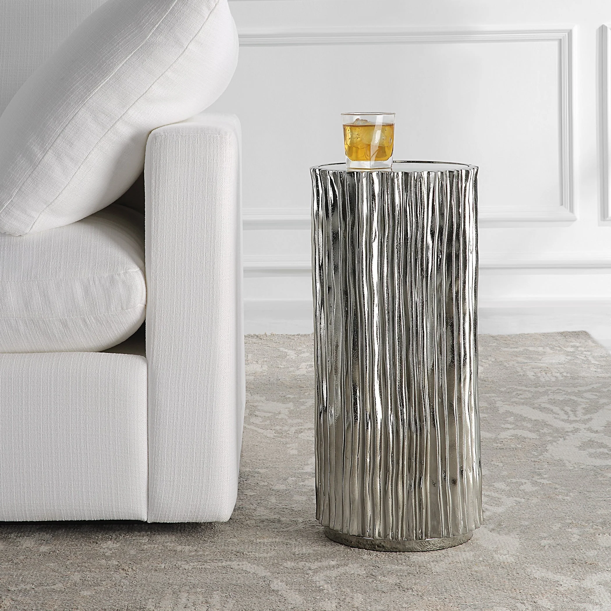 Uttermost Echo Modern Nickel Drink Table - Image 2