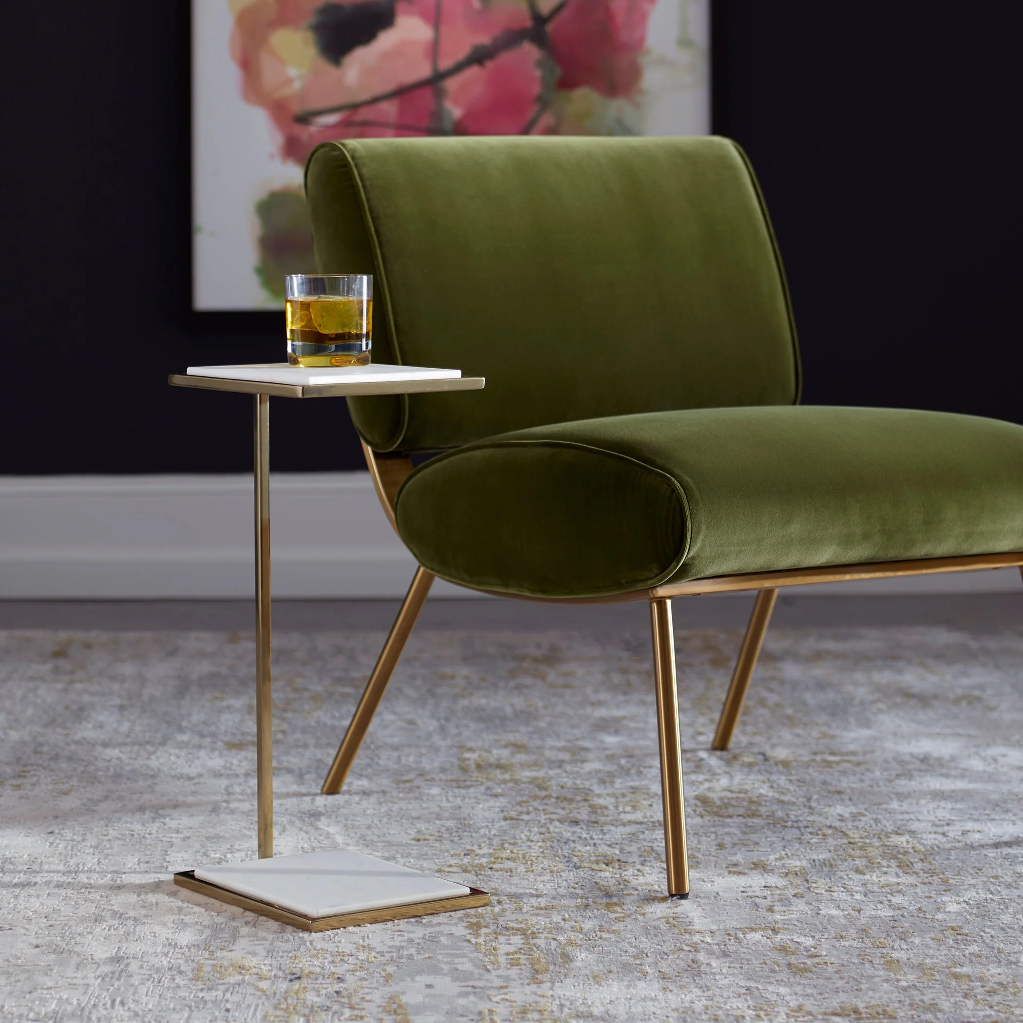 Uttermost Elevate White Marble Drink Table - Image 3