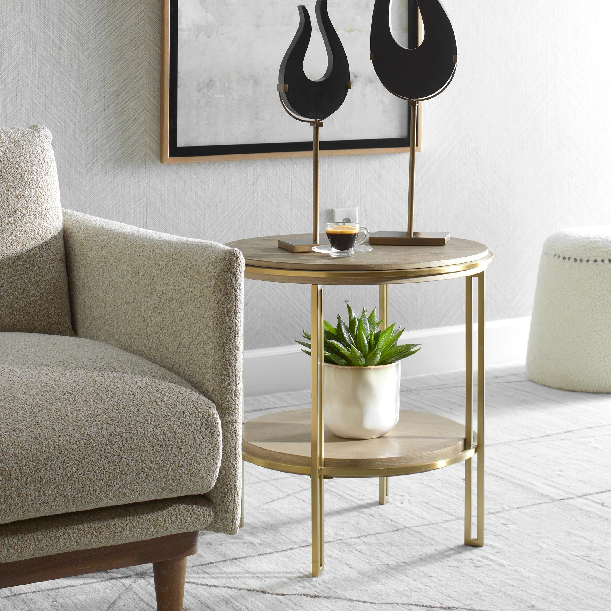 Uttermost Elise Round Brass Side Table - Image 2