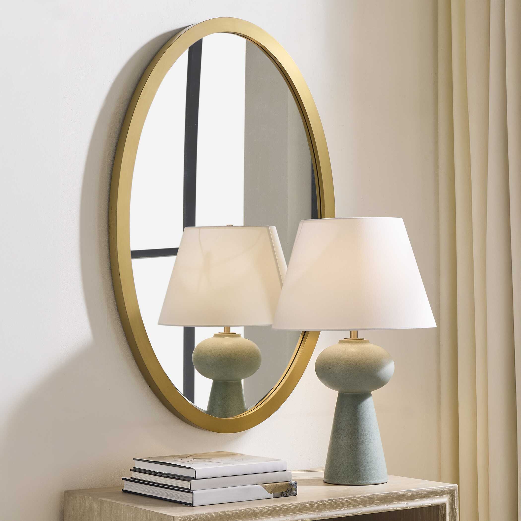 Uttermost Elstree Antique Brass Oval Mirror - Image 3