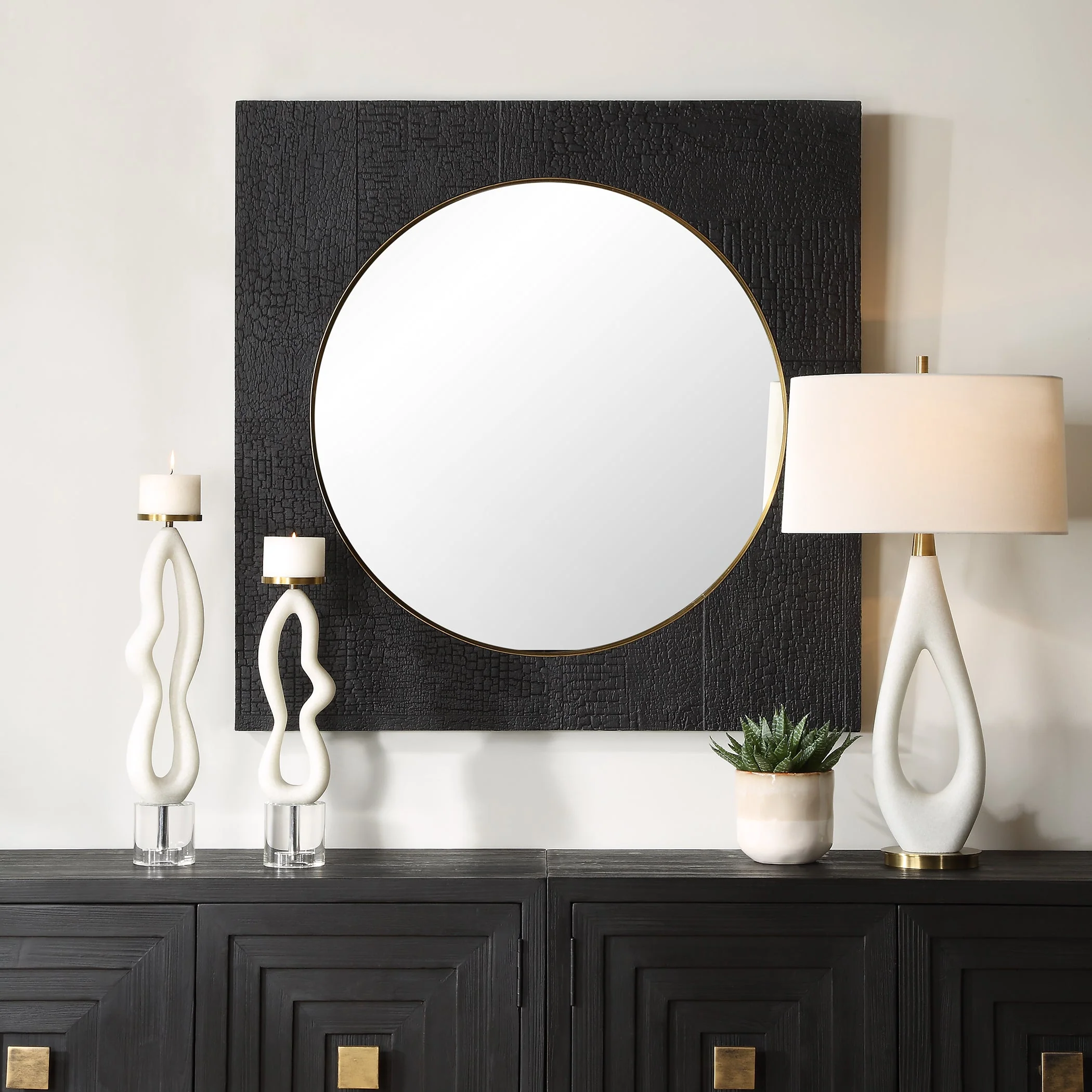 Uttermost Ember Black Square Mirror - Image 2