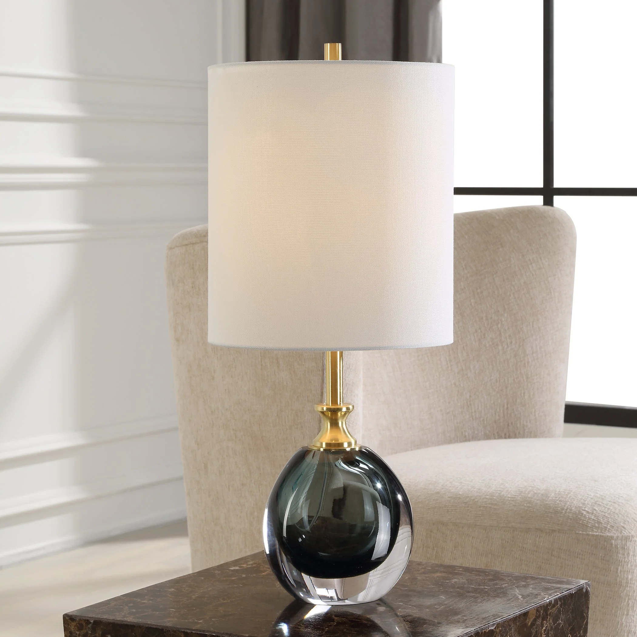 Uttermost Enigma Teal Blue Glass Buffet Lamp - Image 2