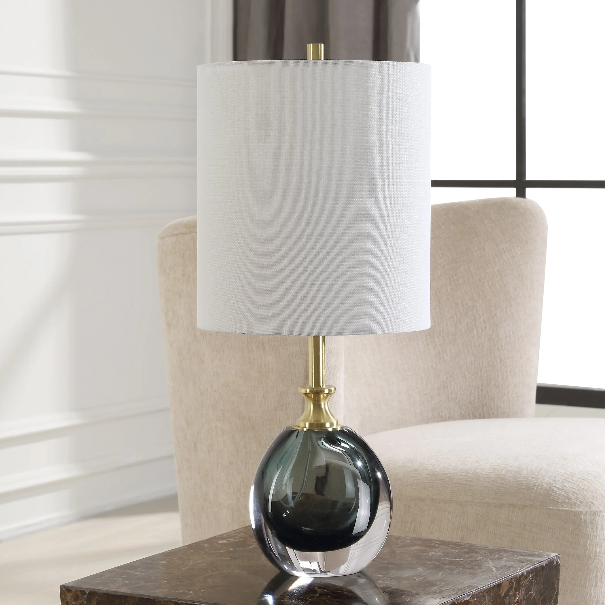 Uttermost Enigma Teal Blue Glass Buffet Lamp - Image 3