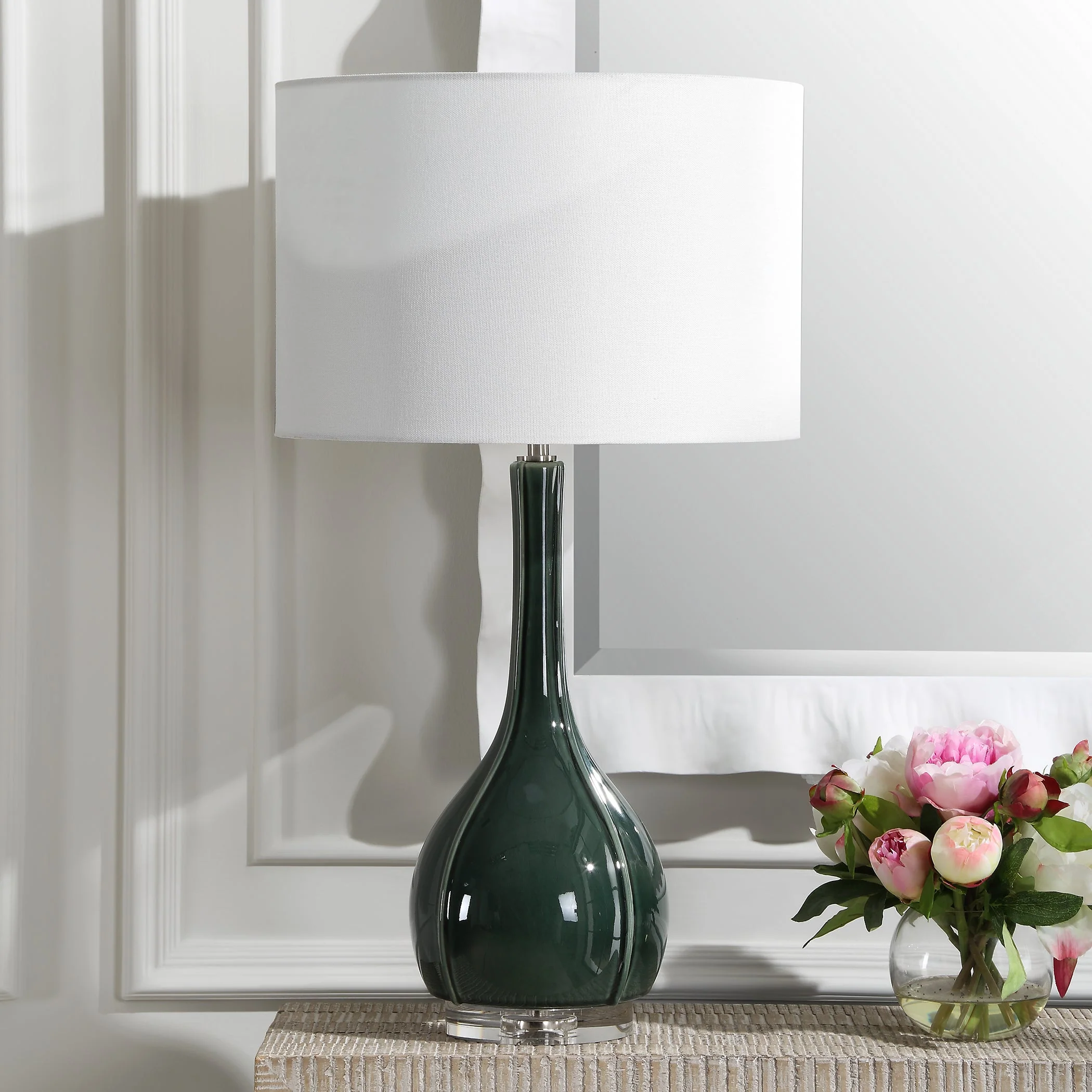 Uttermost Essex Green Glass Table Lamp - Image 3