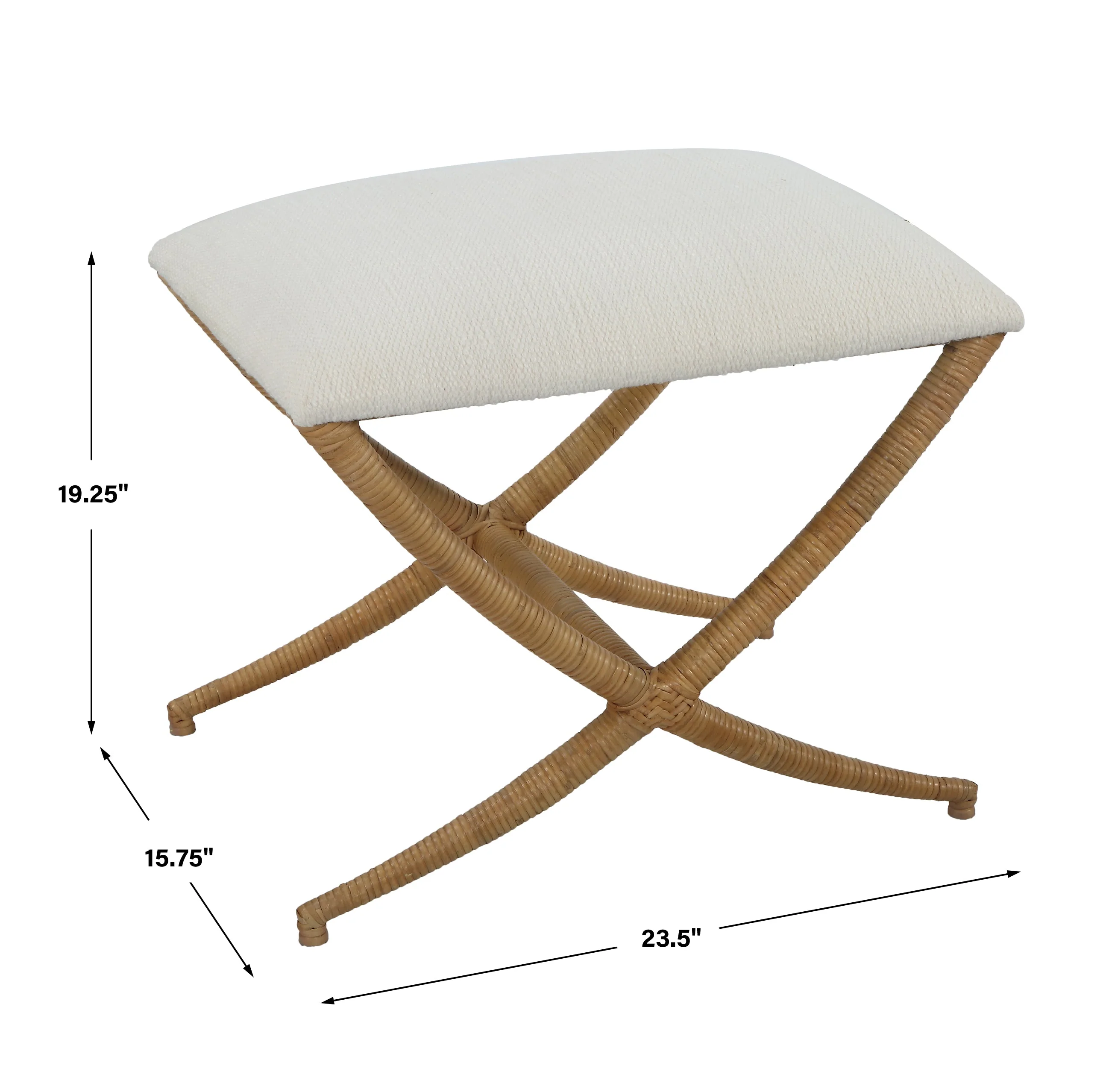 Uttermost Expedition White Fabric Small Bench - Image 3