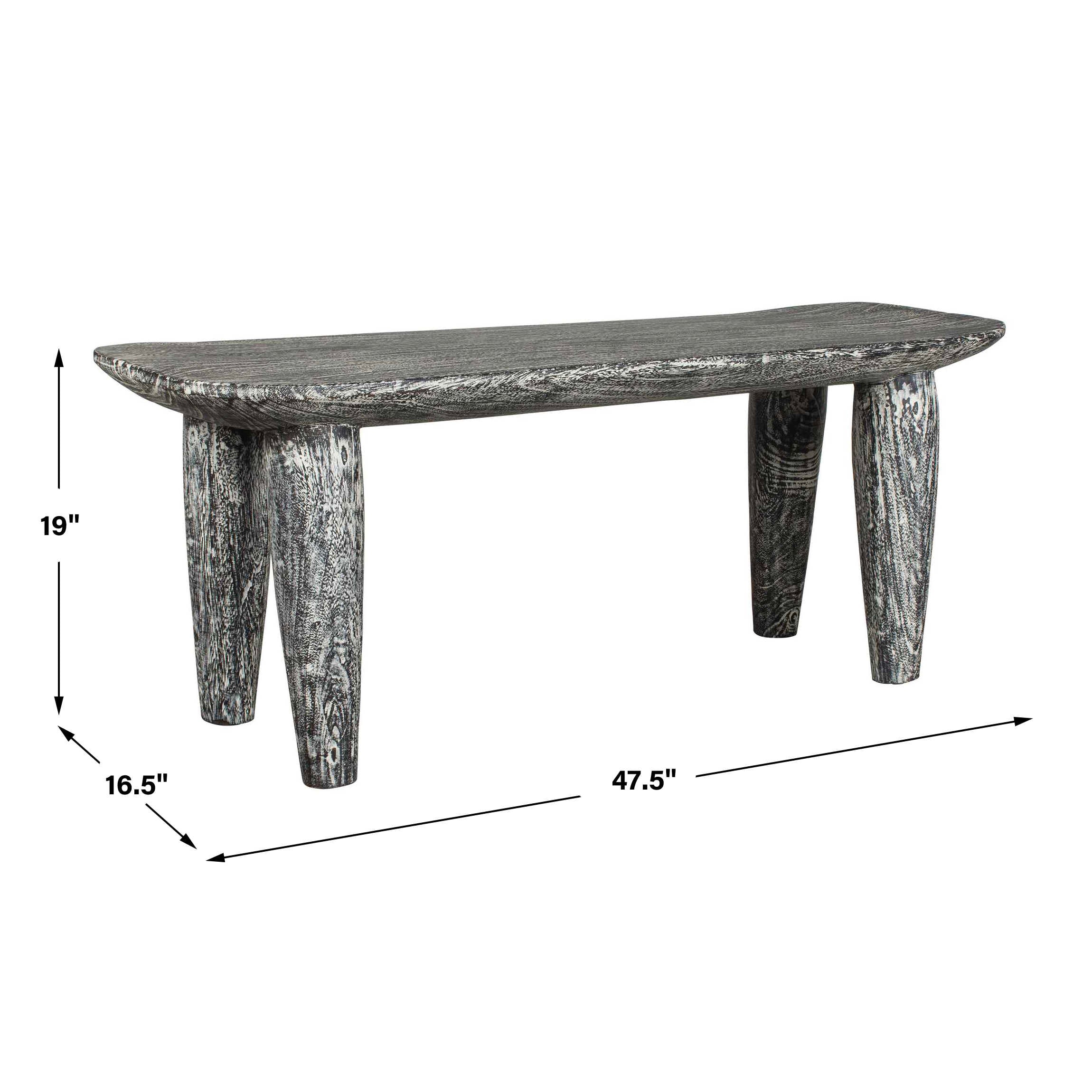 Uttermost Fade To Black Wood Bench - Image 3