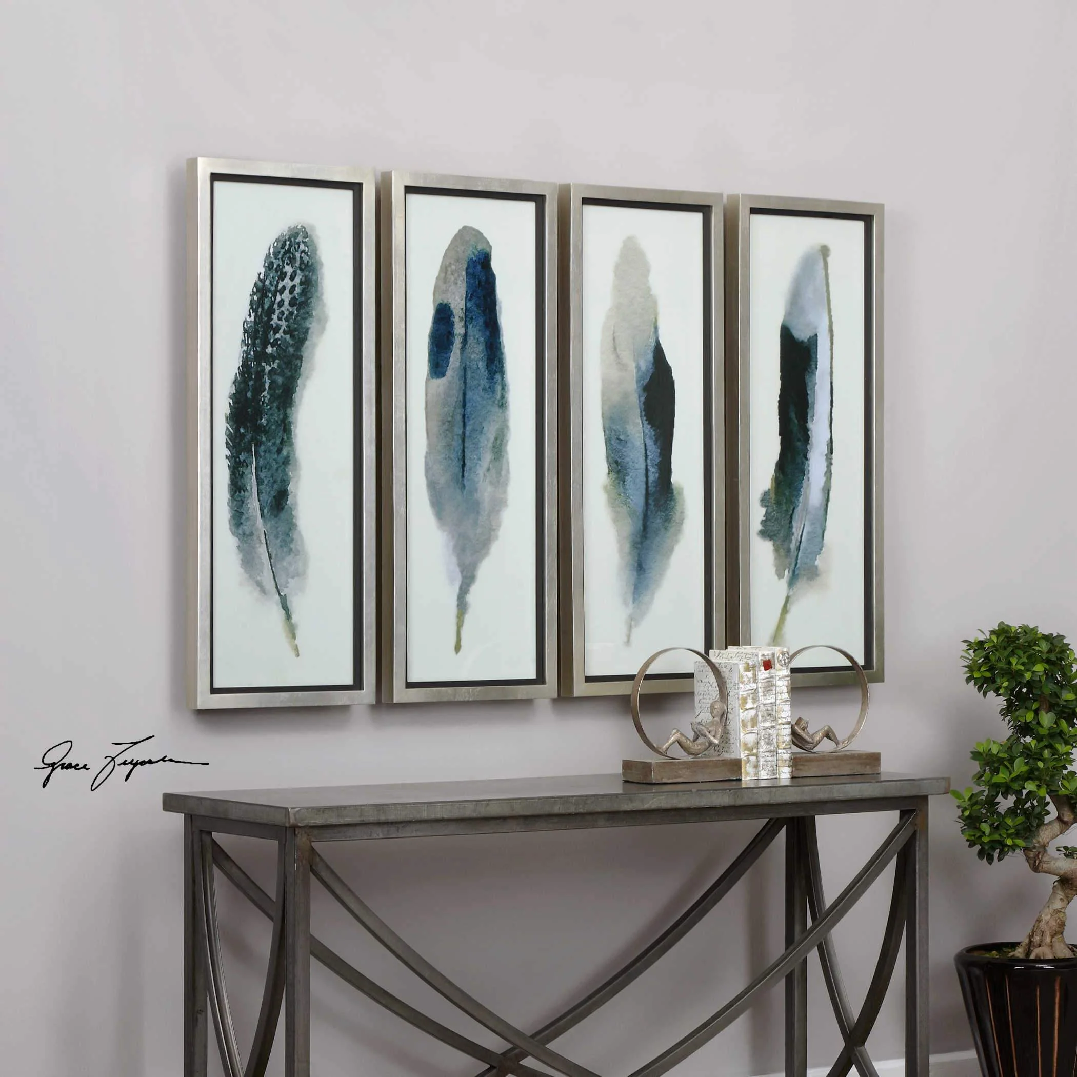 Uttermost Feathered Beauty Framed Prints, S/4