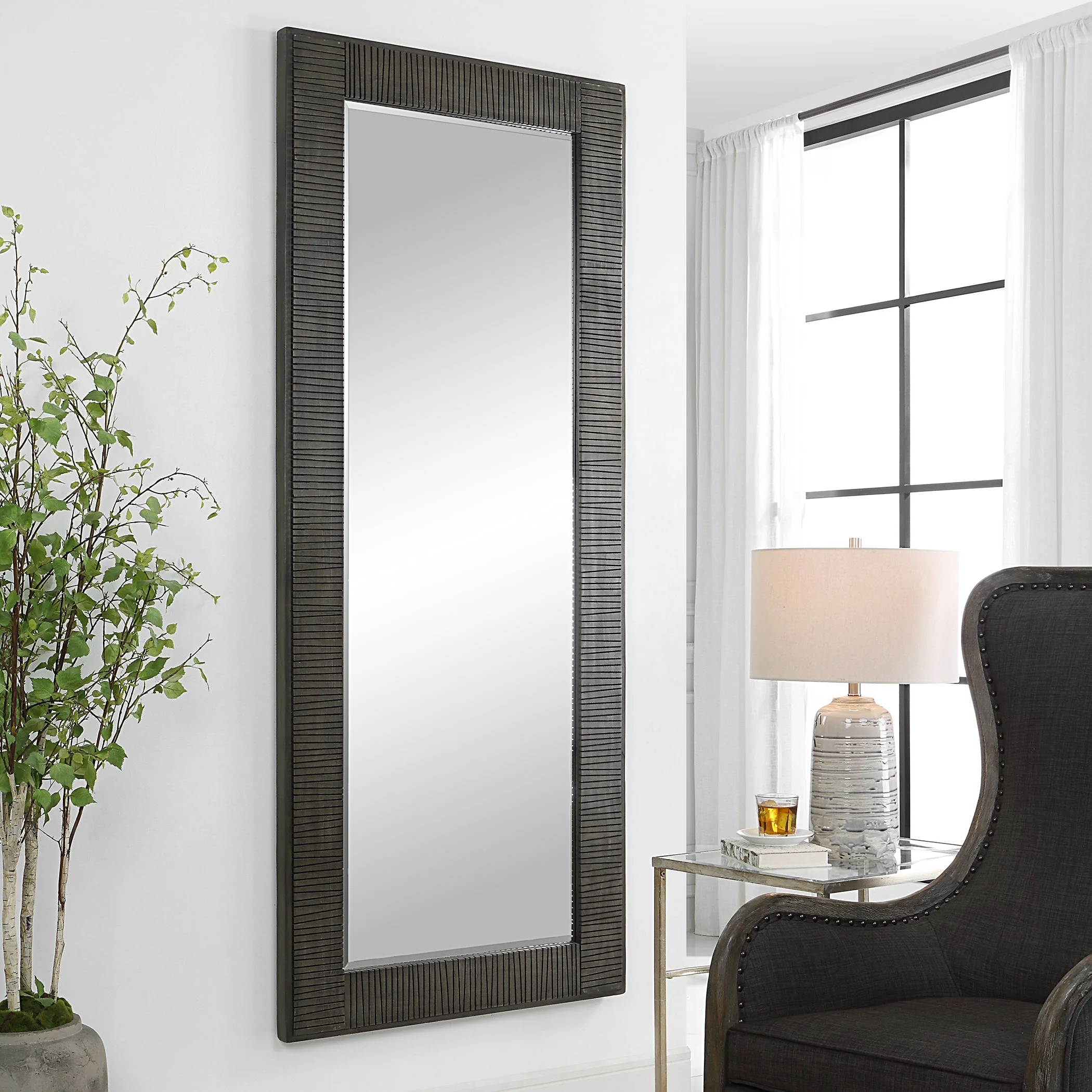 Uttermost Figaro Oversized Wooden Mirror - Image 4
