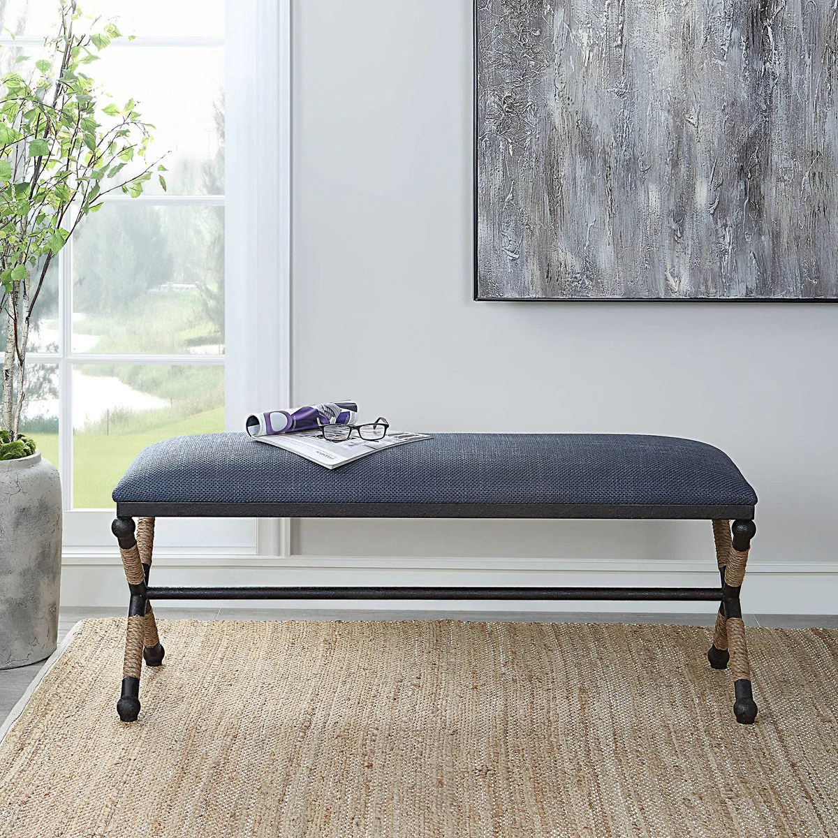 Uttermost Firth Bench, Navy - Image 3