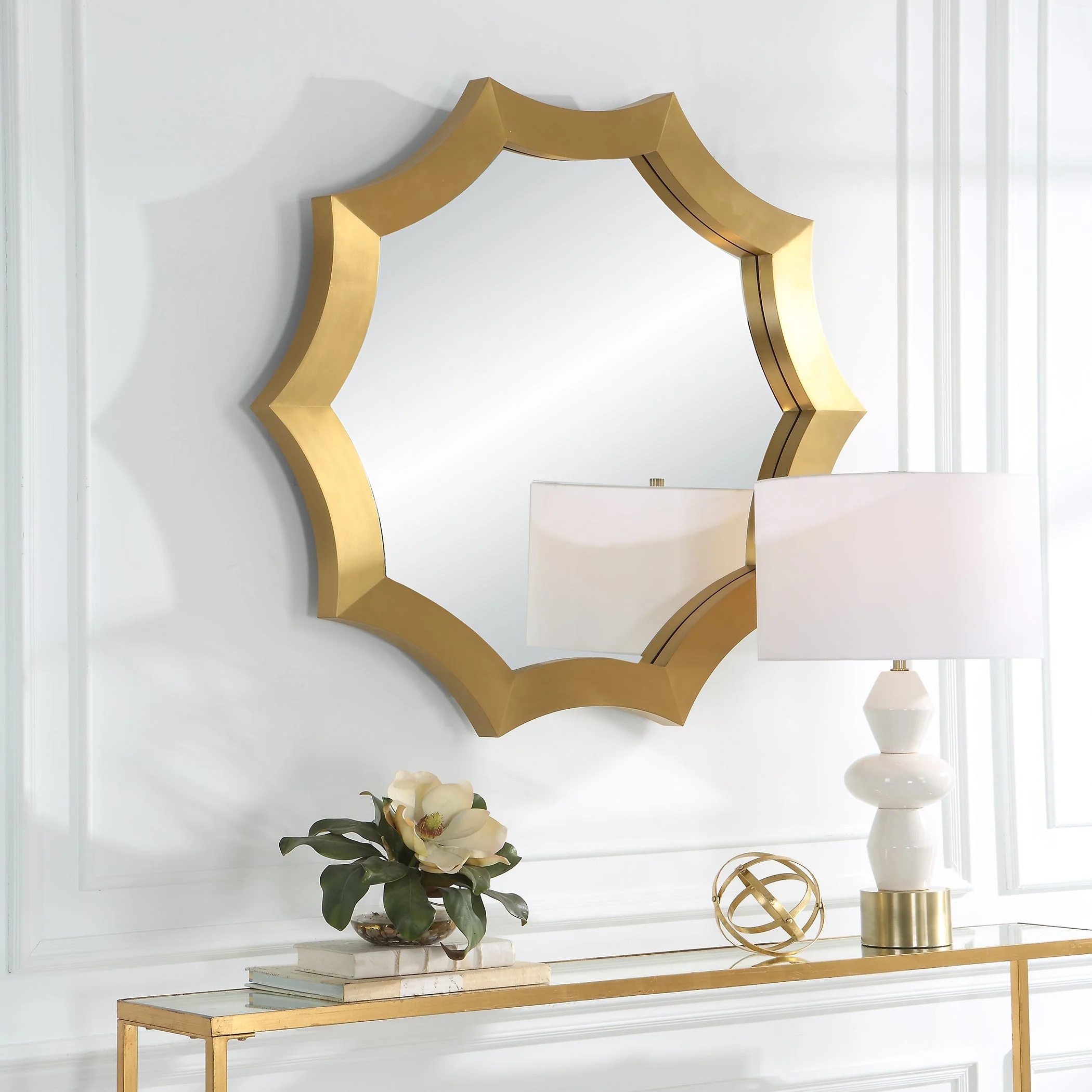 Uttermost Flare Brushed Brass Round Mirror - CLOSEOUT - Image 2