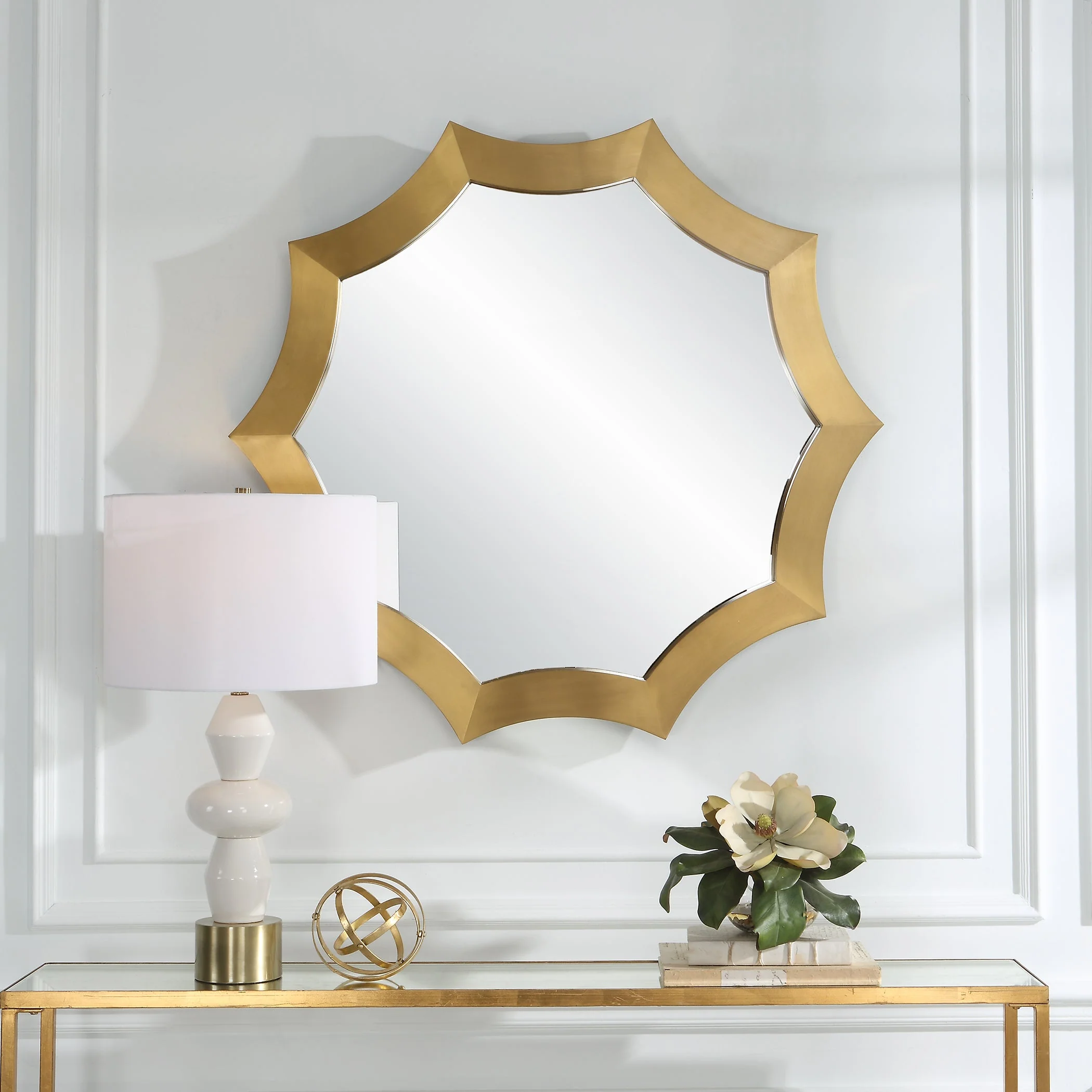 Uttermost Flare Brushed Brass Round Mirror - CLOSEOUT - Image 4
