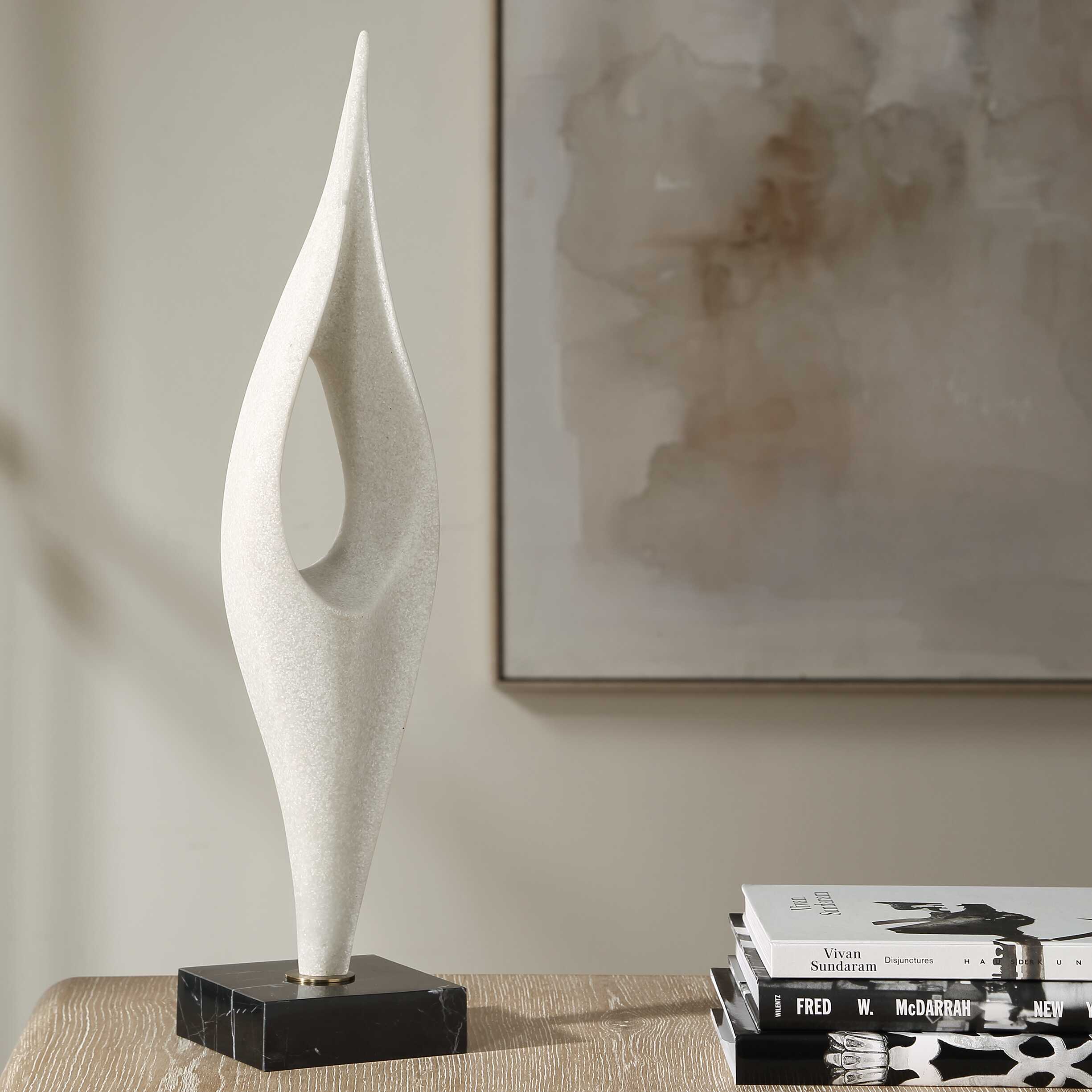 Uttermost Fluid Drop White Stone Sculpture - Image 2