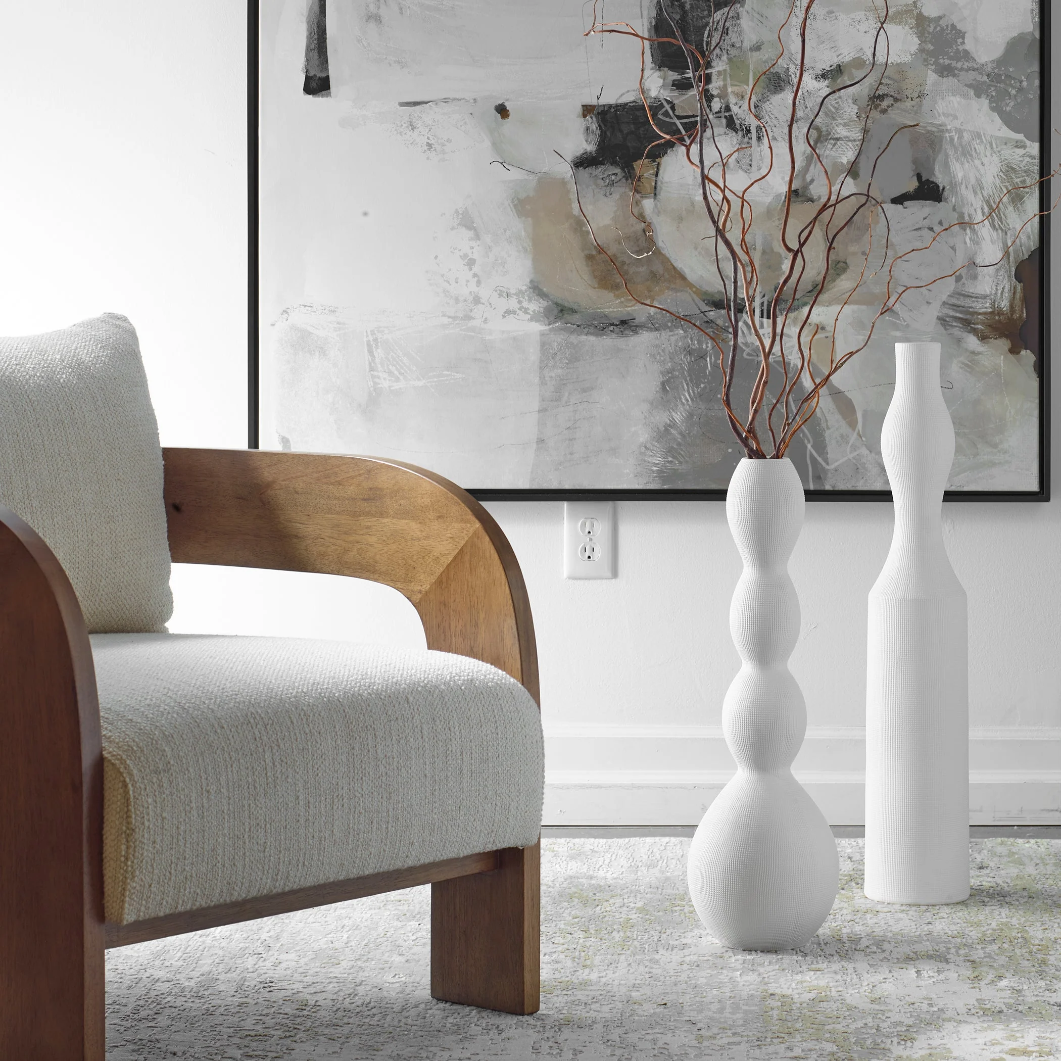 Uttermost Forma White Ceramic Vases, Large, Set/2 - Image 2