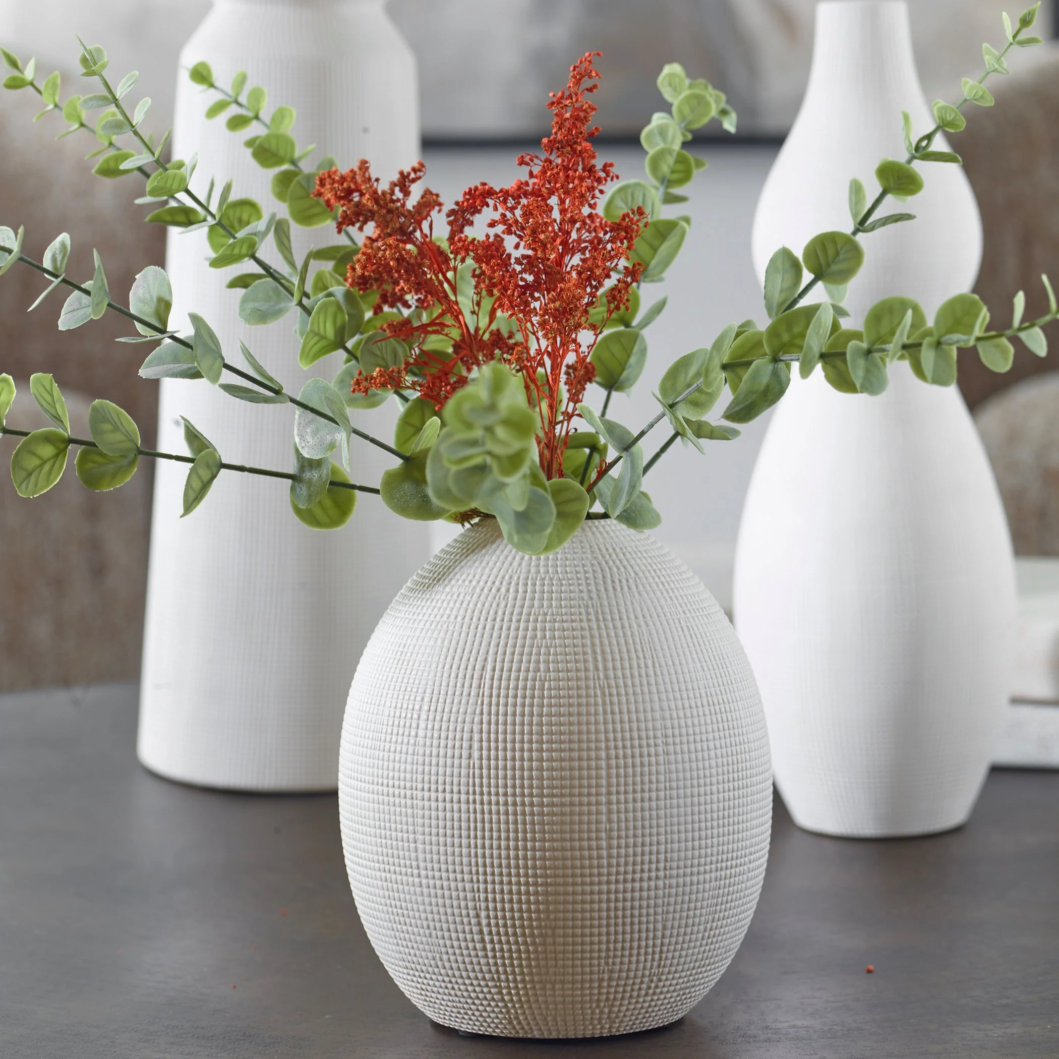 Uttermost Forma White Ceramic Vases, Set/3 - Image 3