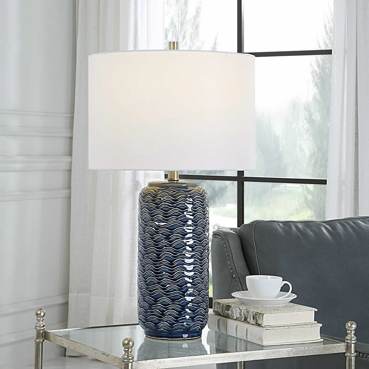 Foster Coastal Table Lamp - Blue - Image 2