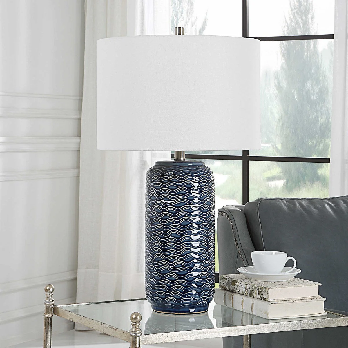 Foster Coastal Table Lamp - Blue - Image 4