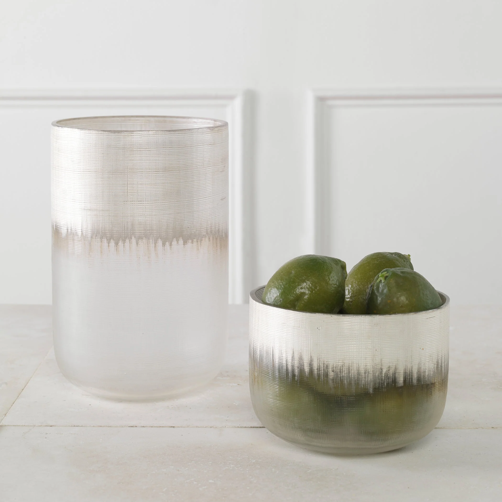 Uttermost Frost Silver Drip Glass Vases, Set/2 - Image 2