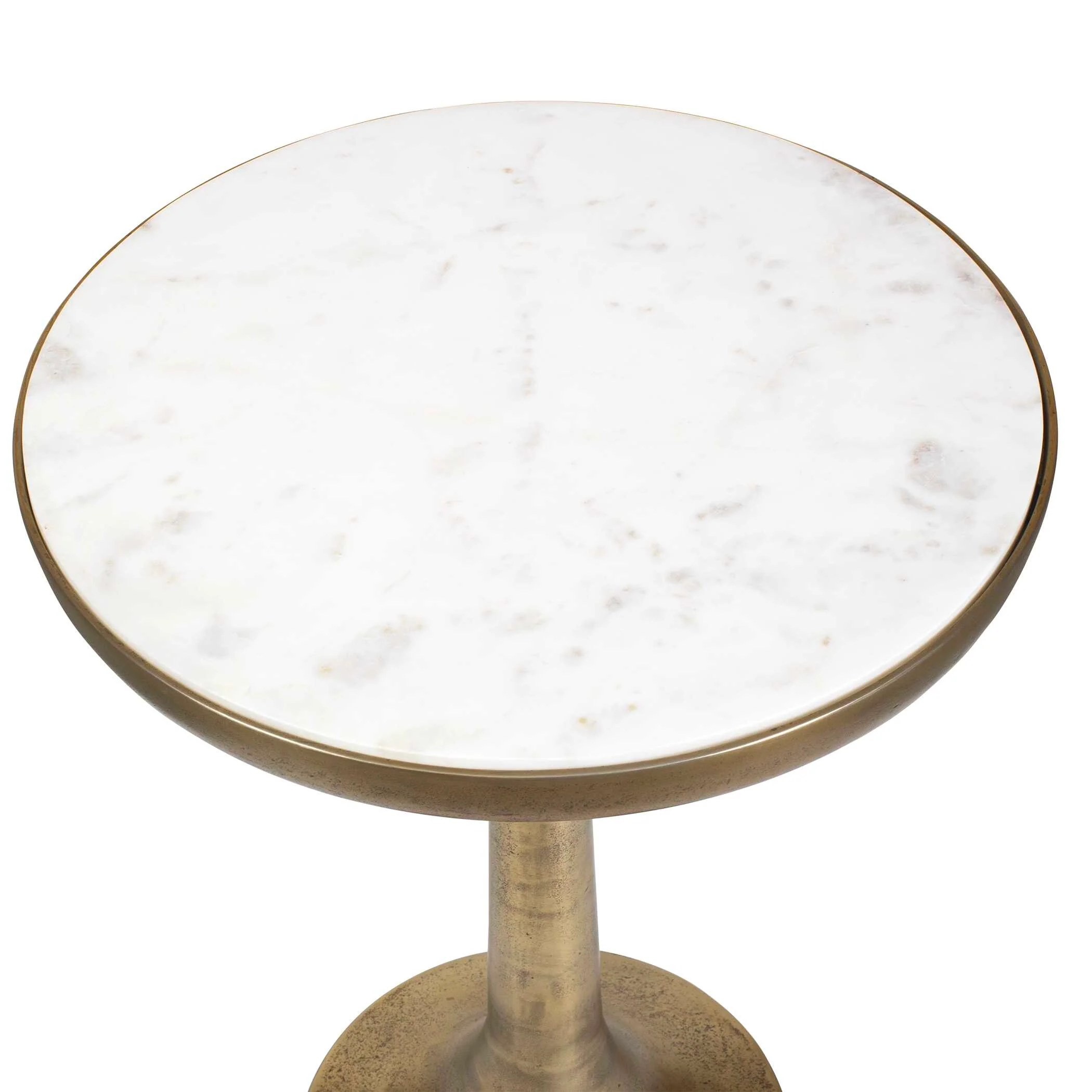 Uttermost Gianno Round White Marble Side Table - Image 3