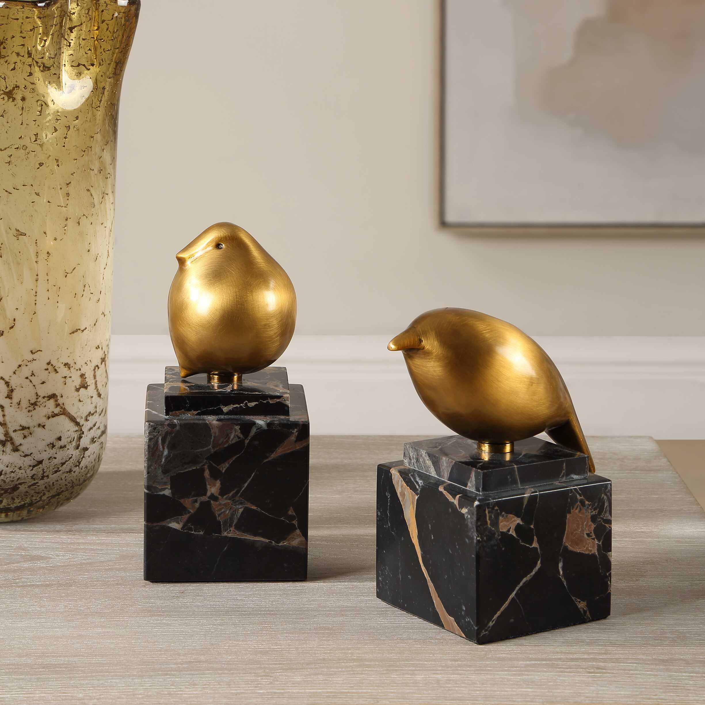 Uttermost Golden Finch Bird Figurines Set/2 - Image 2