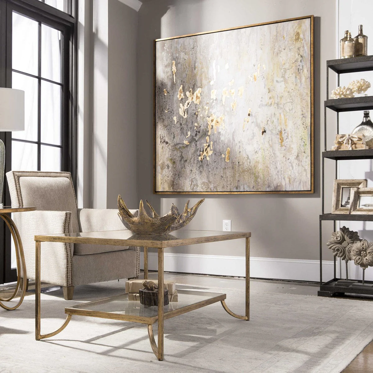 Uttermost Golden Raindrops Hand Painted Canvas - Image 3
